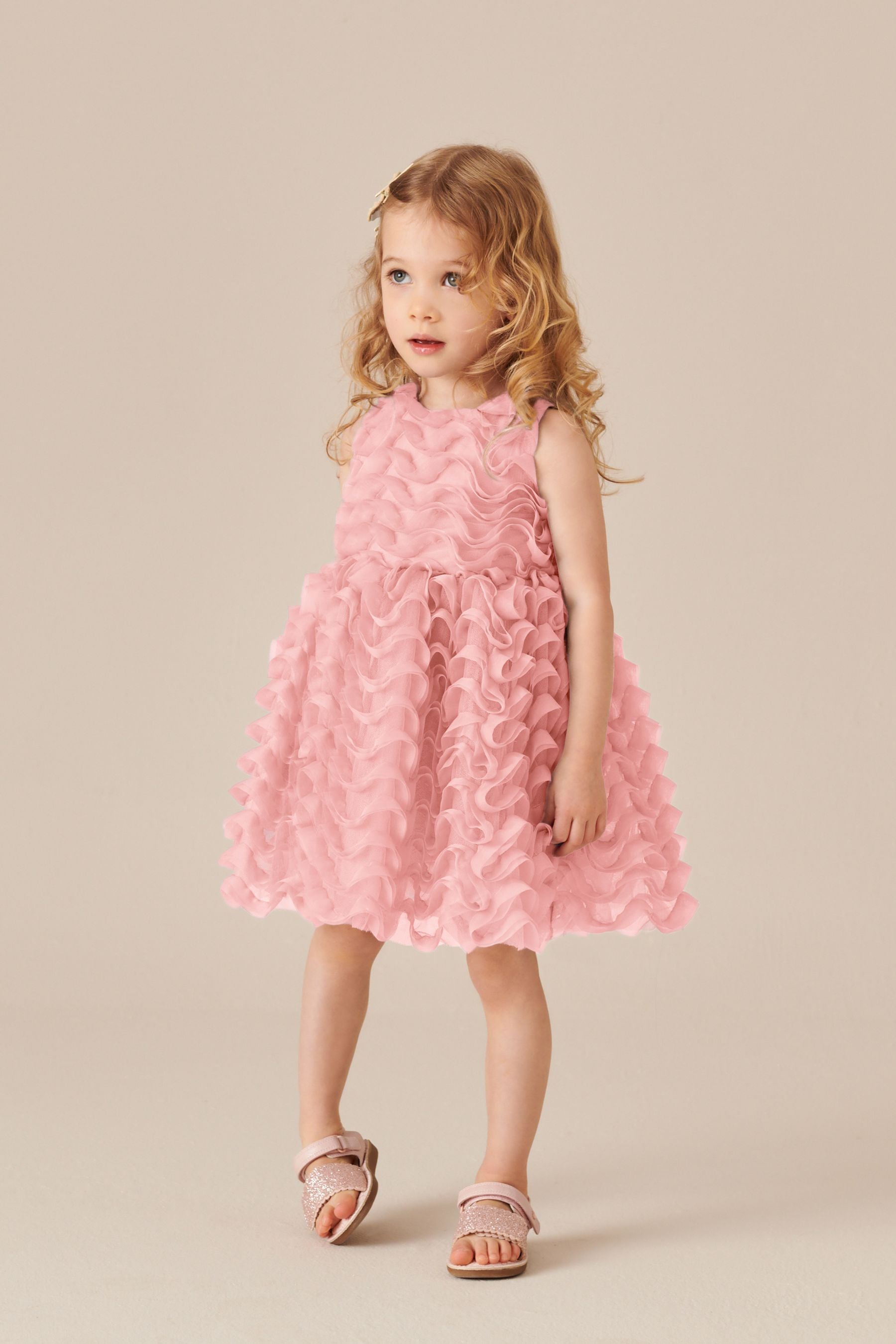 Pink Sleeveless Mesh Dress (3mths-7yrs)