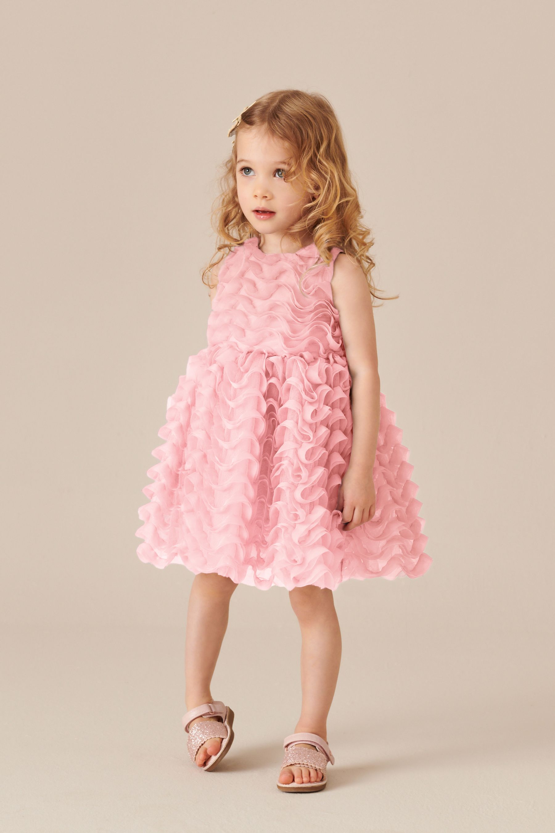 Pink Sleeveless Mesh Dress (3mths-7yrs)