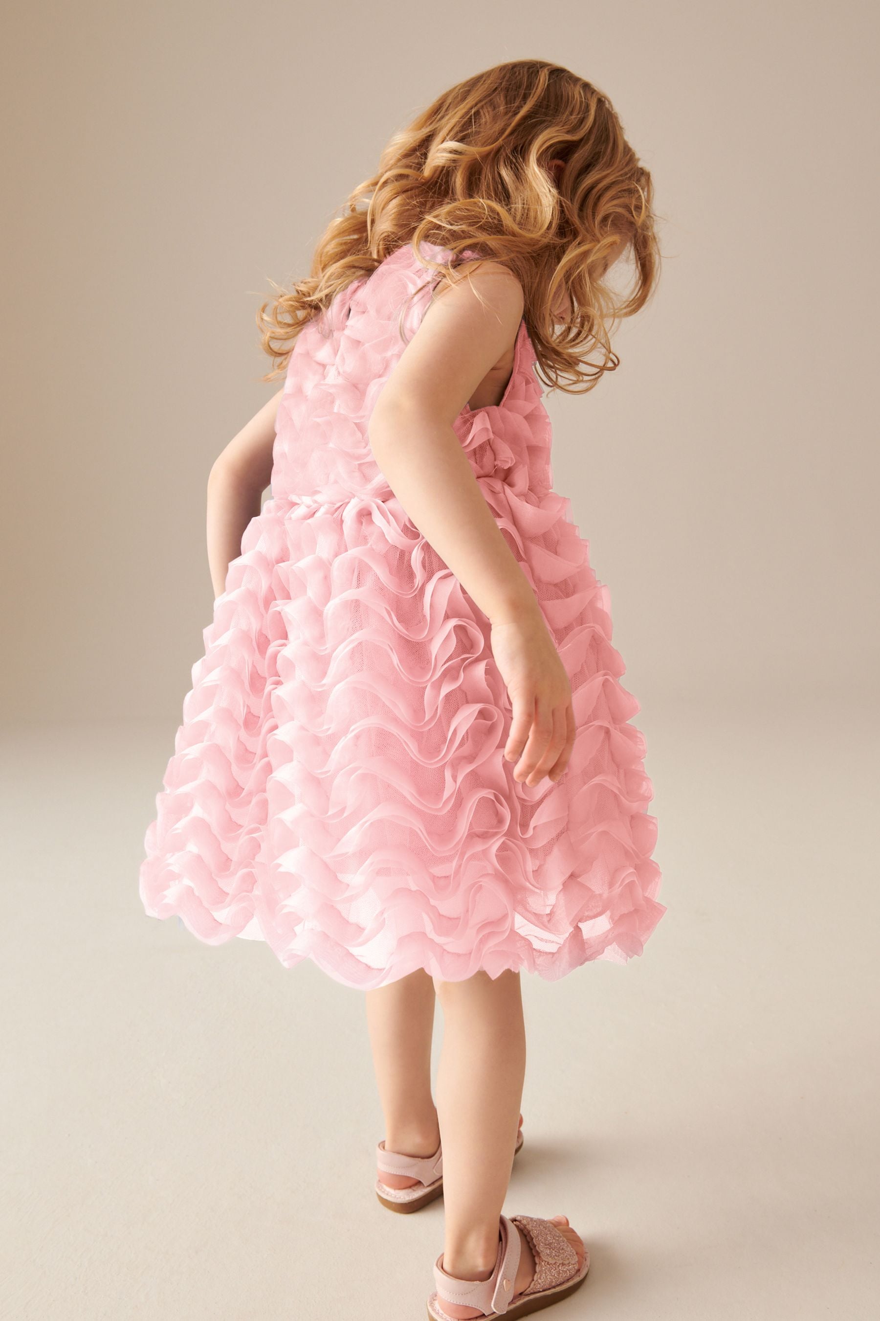 Pink Sleeveless Mesh Dress (3mths-7yrs)