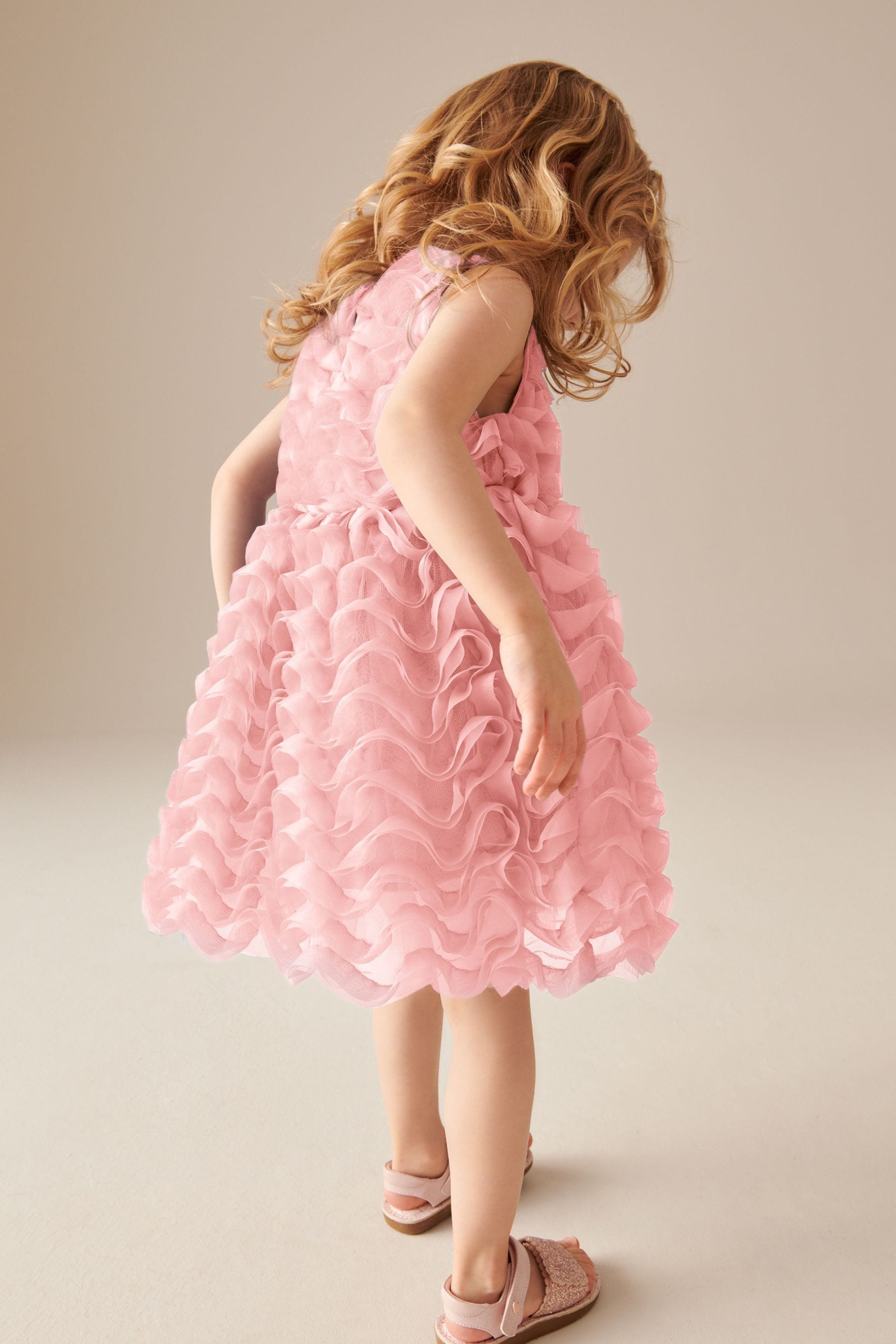 Pink Sleeveless Mesh Dress (3mths-7yrs)