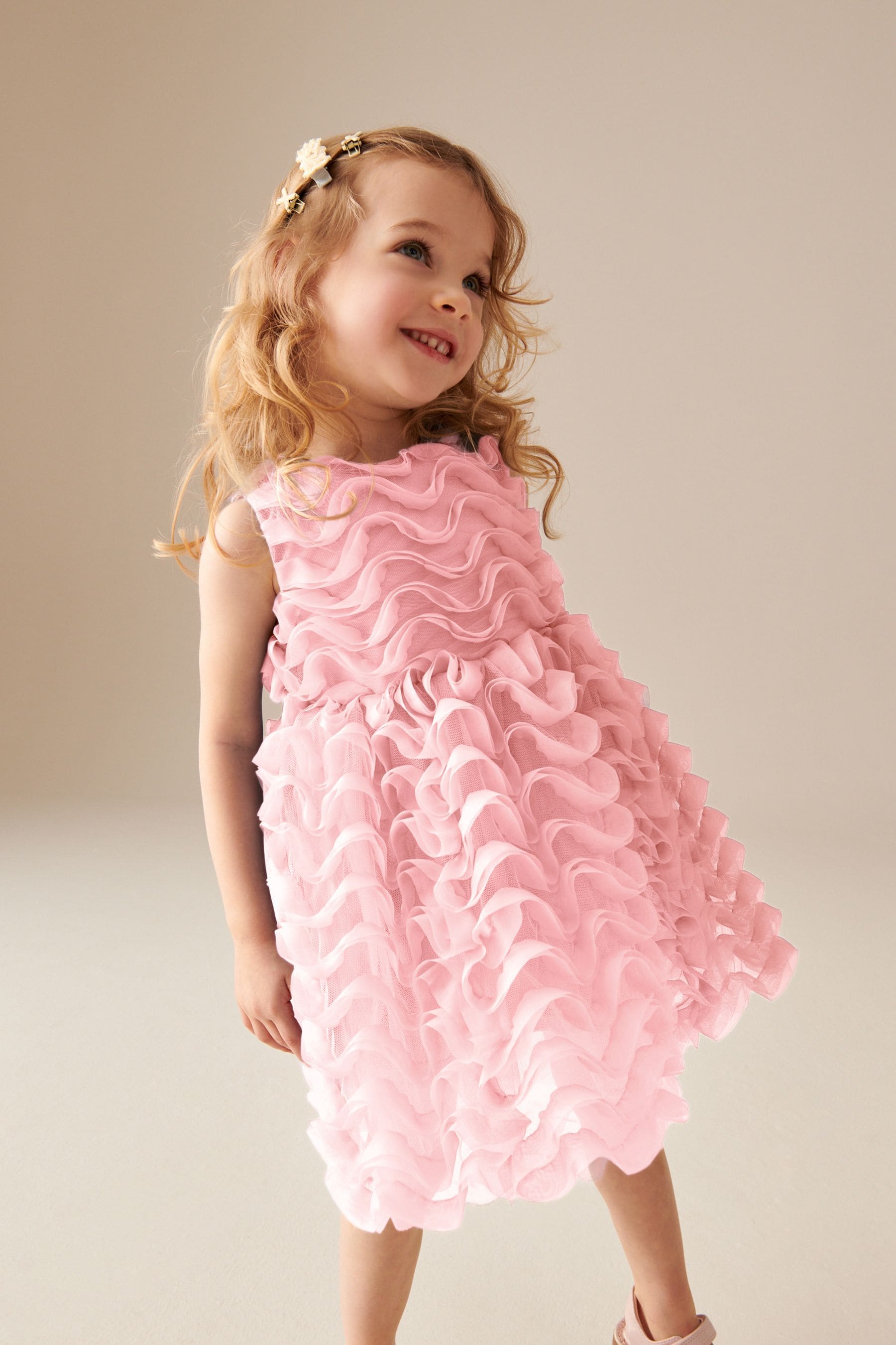 Pink Sleeveless Mesh Dress (3mths-7yrs)