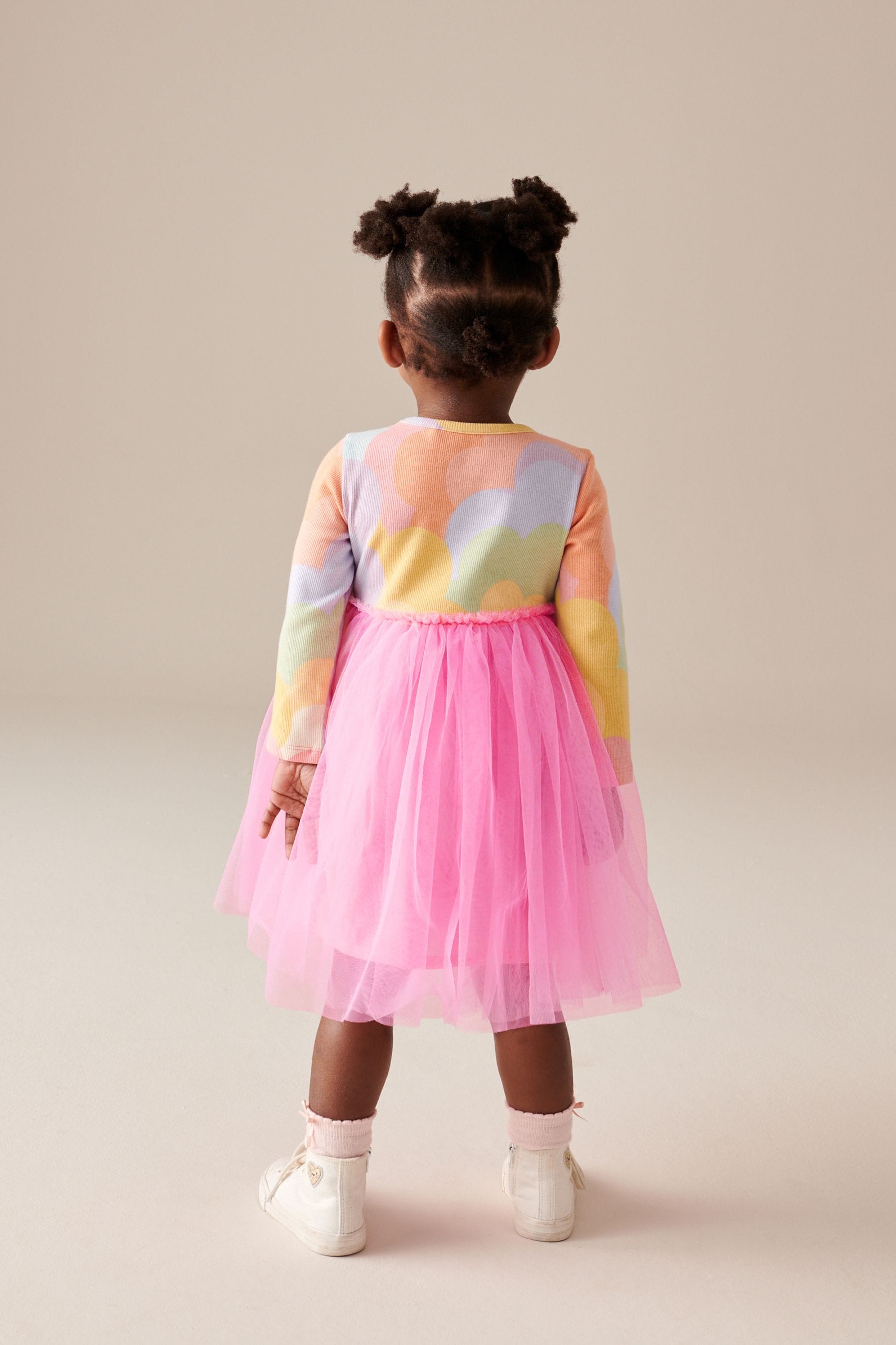 Multi Bright Long Sleeve Mesh Dress (3mths-7yrs)