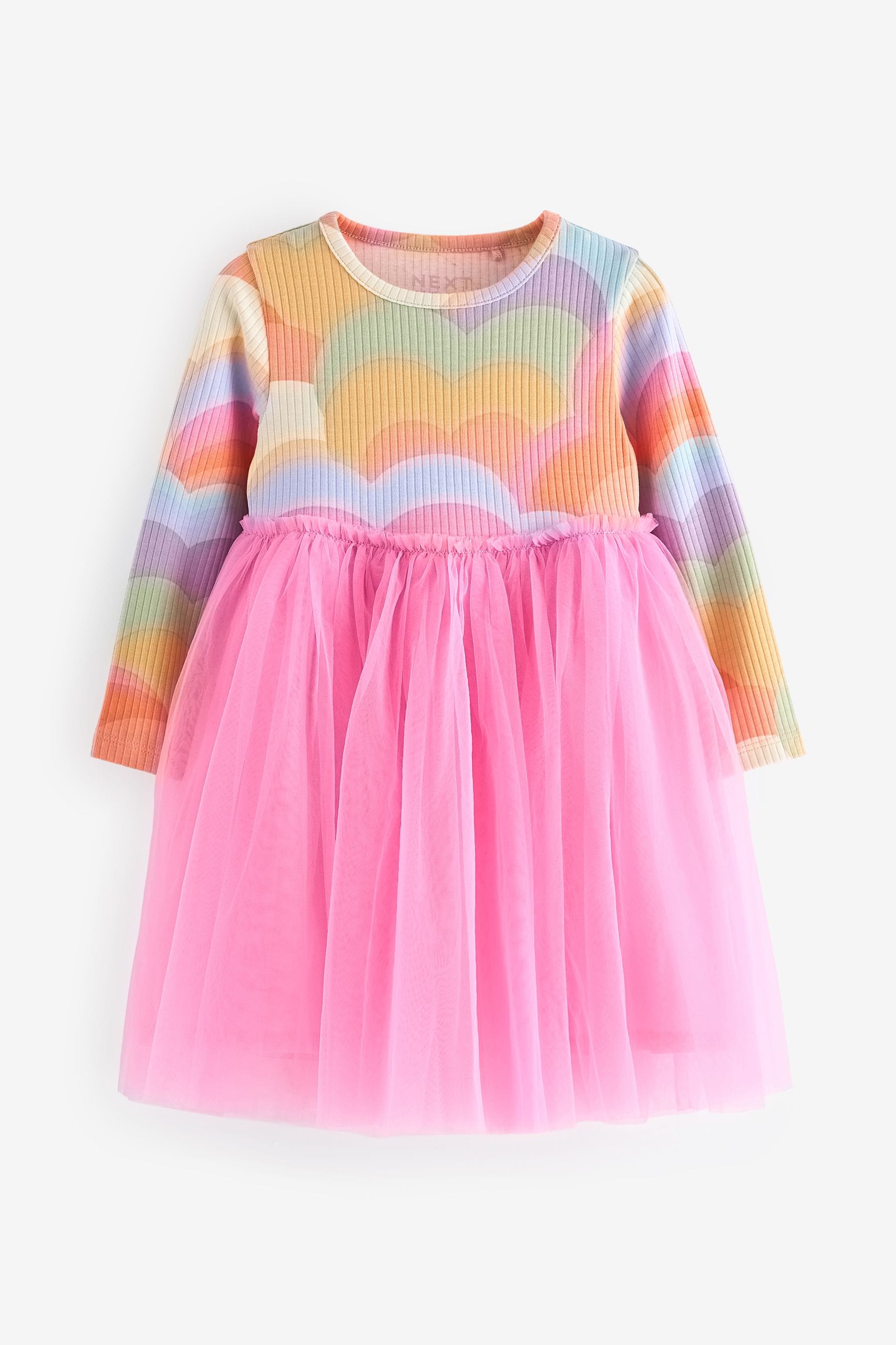 Multi Bright Long Sleeve Mesh Dress (3mths-7yrs)