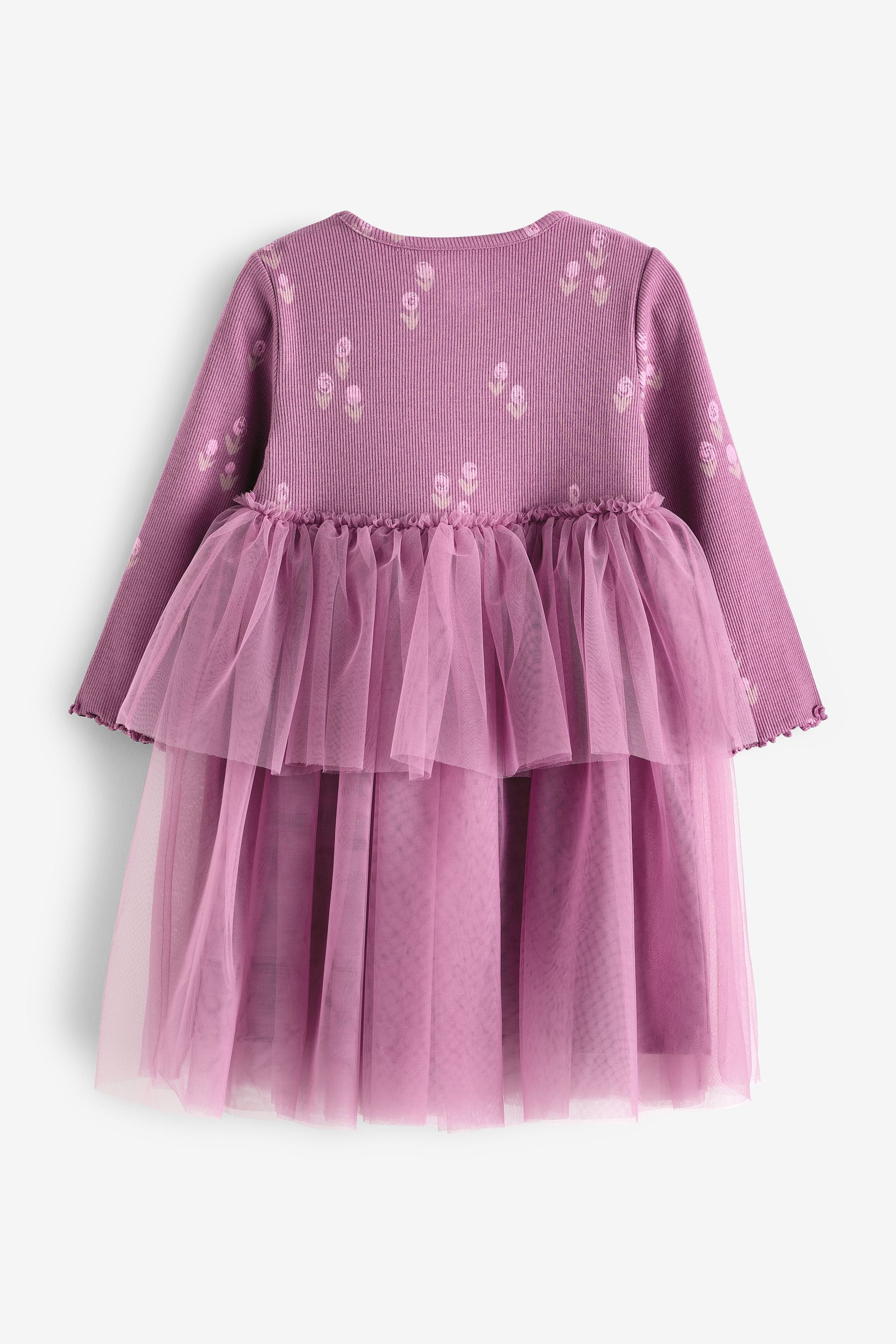 Purple Long Sleeve Mesh Dress (3mths-7yrs)