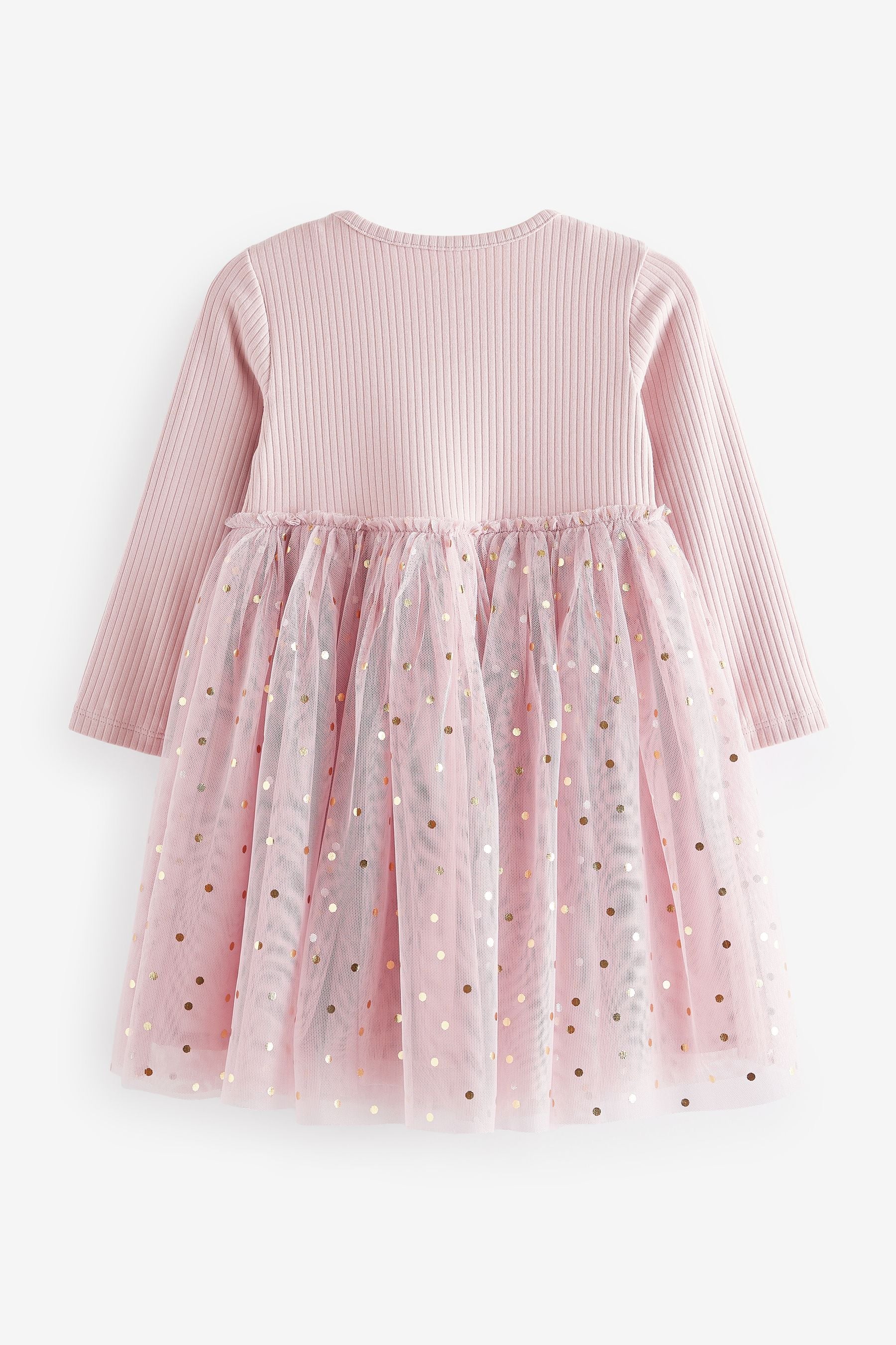 Pink/Lilac Purple Long Sleeve Mesh Dress (3mths-7yrs)