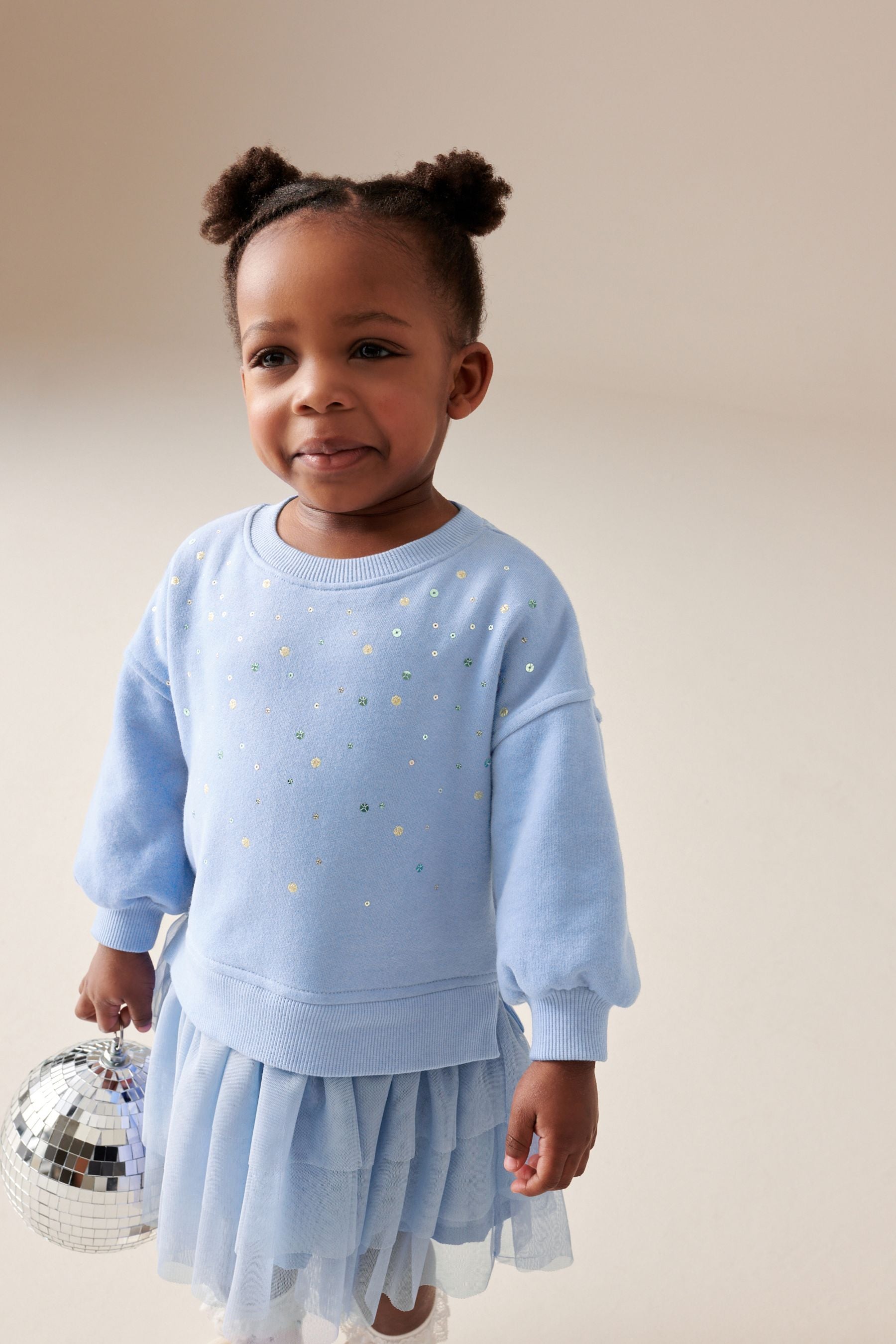 Pale Blue 2-in-1 Long Sleeve Jumper Dress (3mths-7yrs)