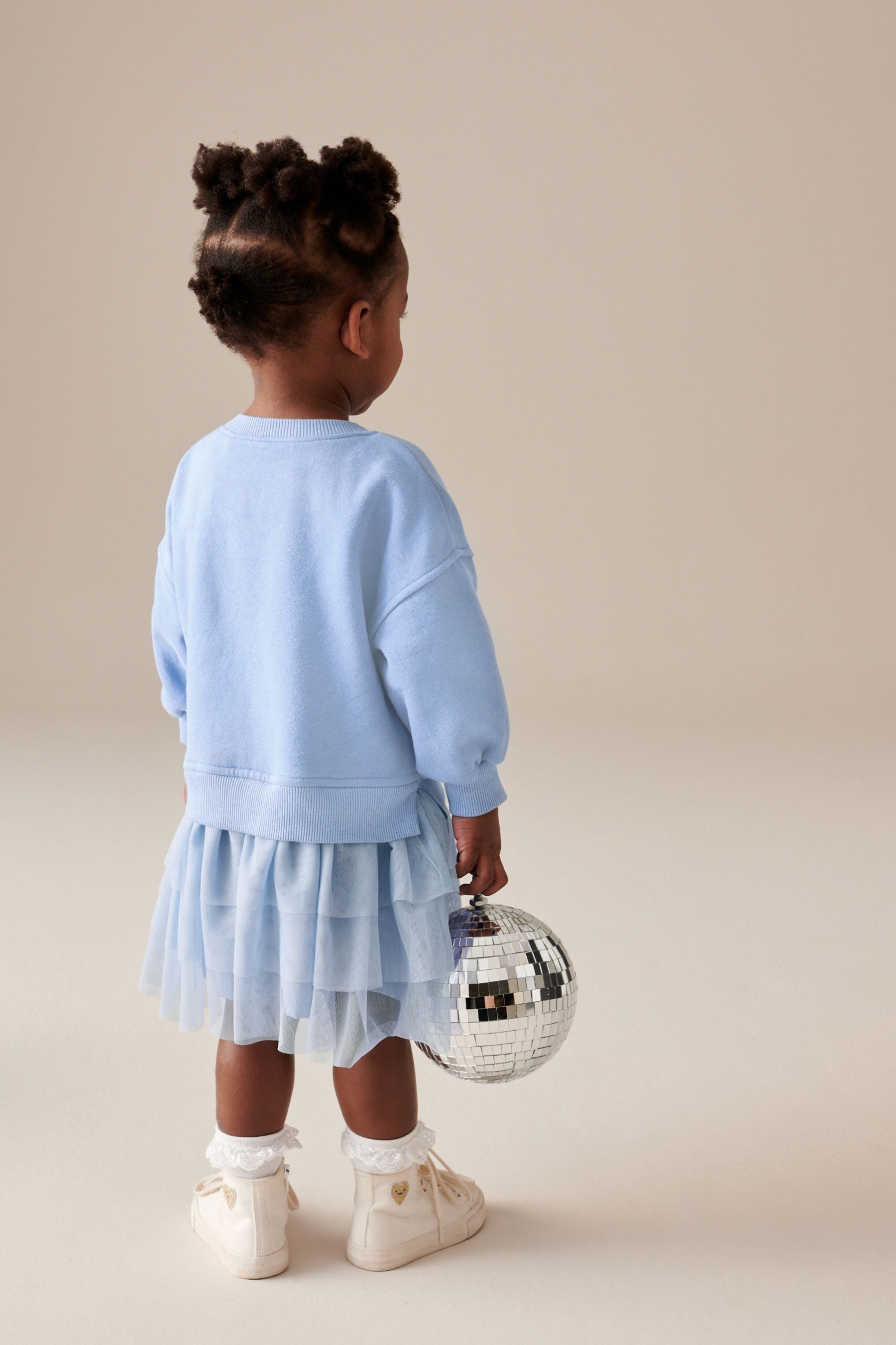 Pale Blue Sparkle Sweat Mesh Dress (3mths-7yrs)