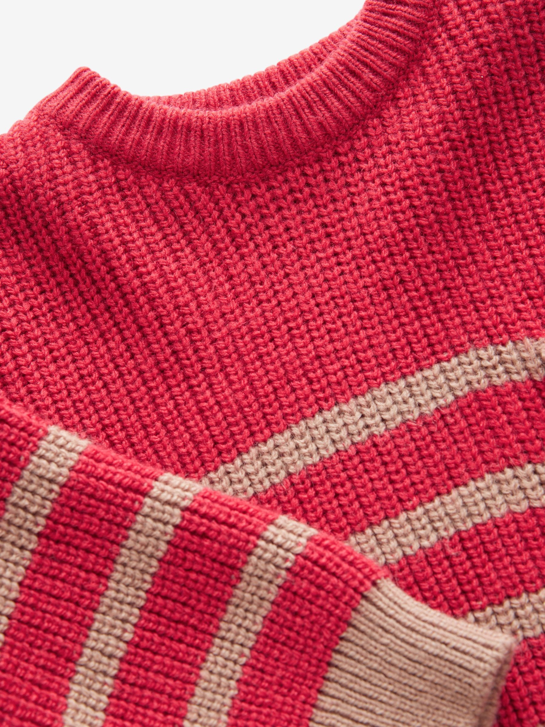 Red/Tan Brown Stripe Crew Neck Knitted Jumper (3mths-7yrs)