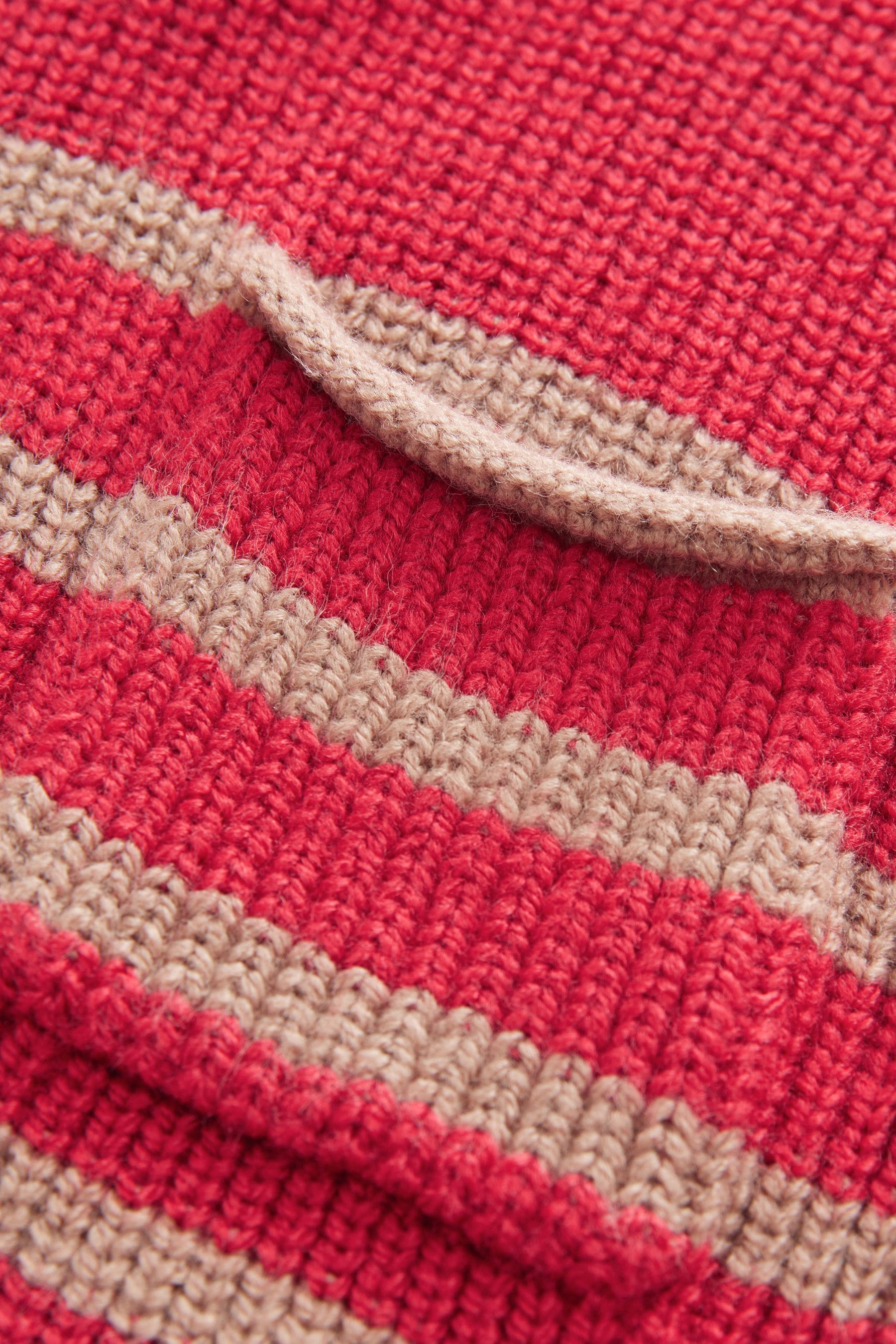 Red/Tan Brown Stripe Crew Neck Knitted Jumper (3mths-7yrs)