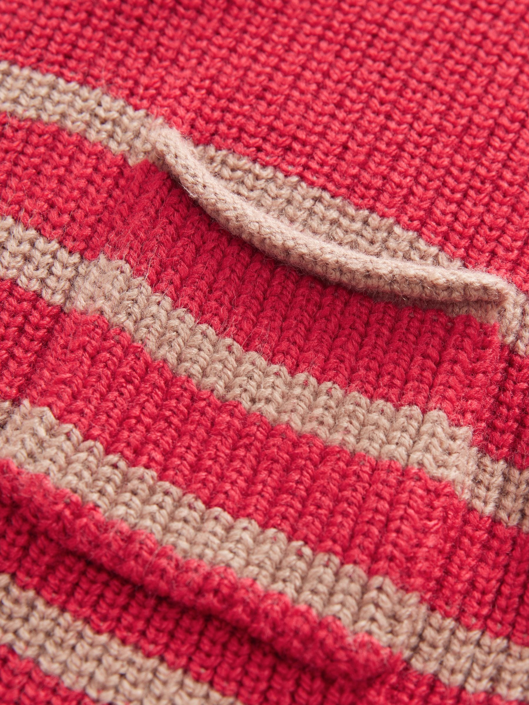 Red/Tan Brown Stripe Crew Neck Knitted Jumper (3mths-7yrs)