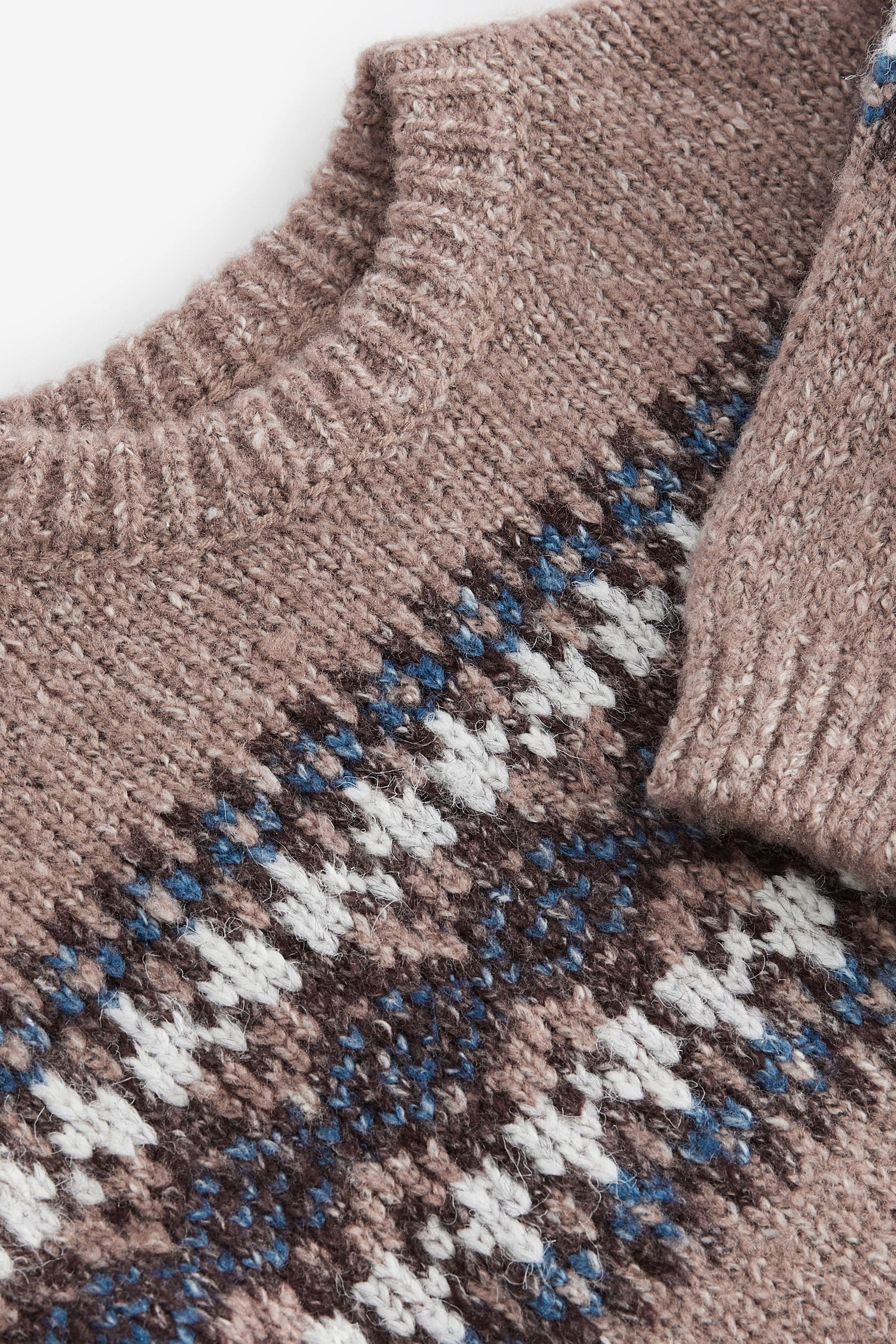 Neutral Fairisle Crew Neck Knitted Jumper (3mths-7yrs)