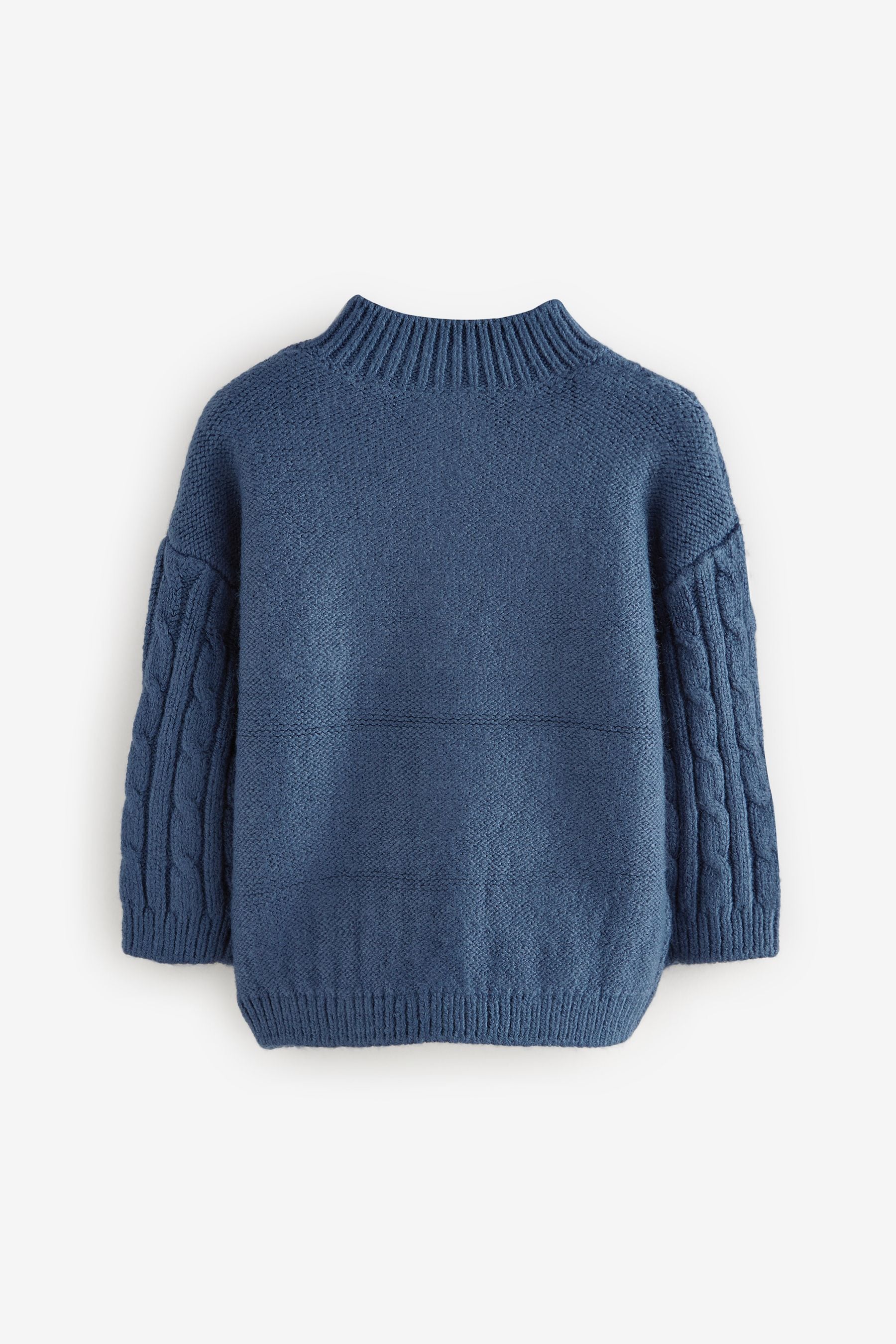 Navy Blue Cable Knit Zip Neck Jumper (3mths-7yrs)