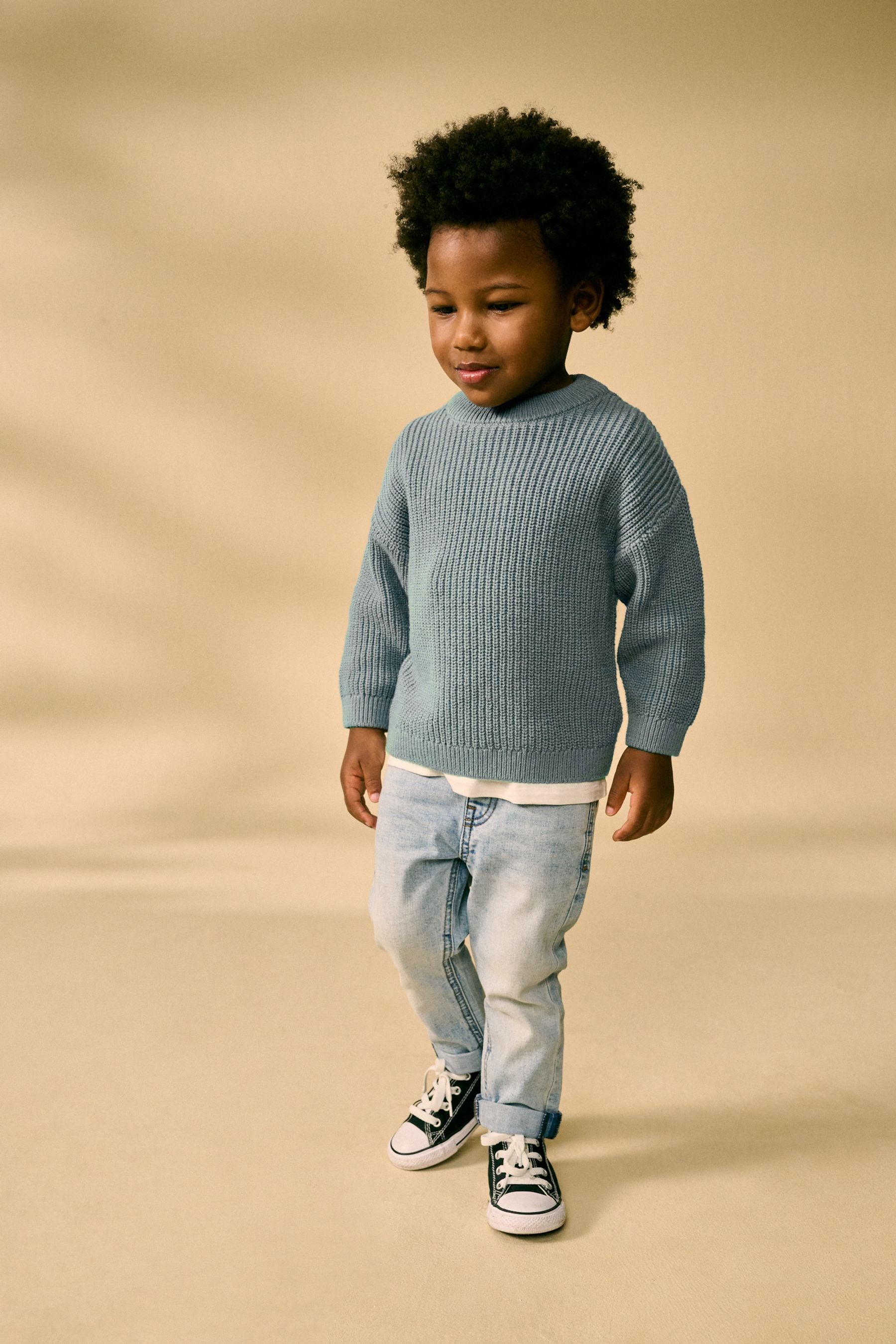 Blue Crew Neck Knitted Jumper (3mths-7yrs)