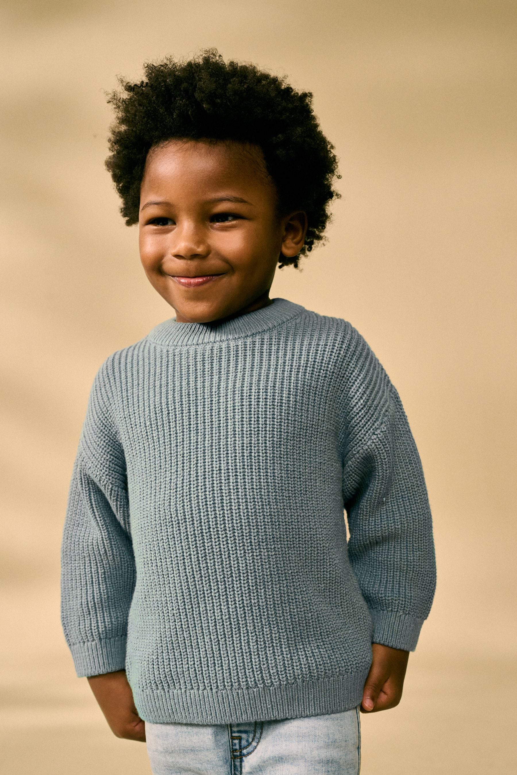 Blue Crew Neck Knitted Jumper (3mths-7yrs)