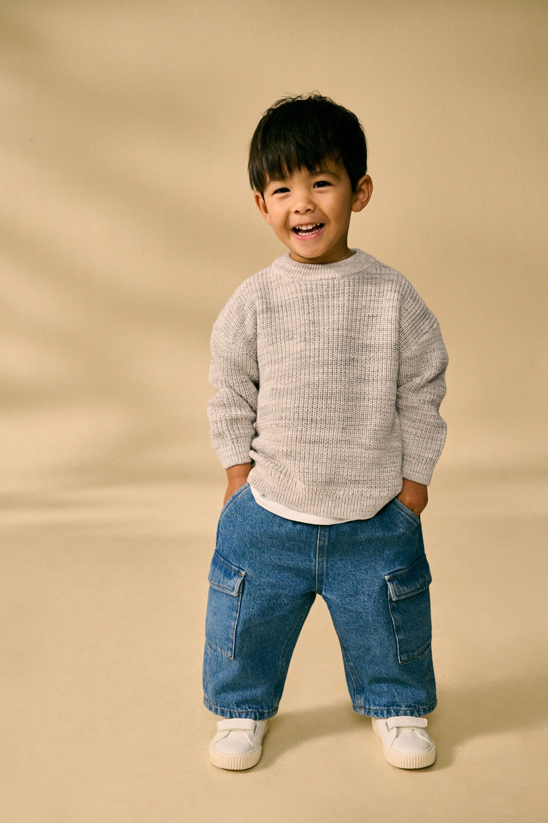 Neutral Crew Neck Knitted Jumper (3mths-7yrs)