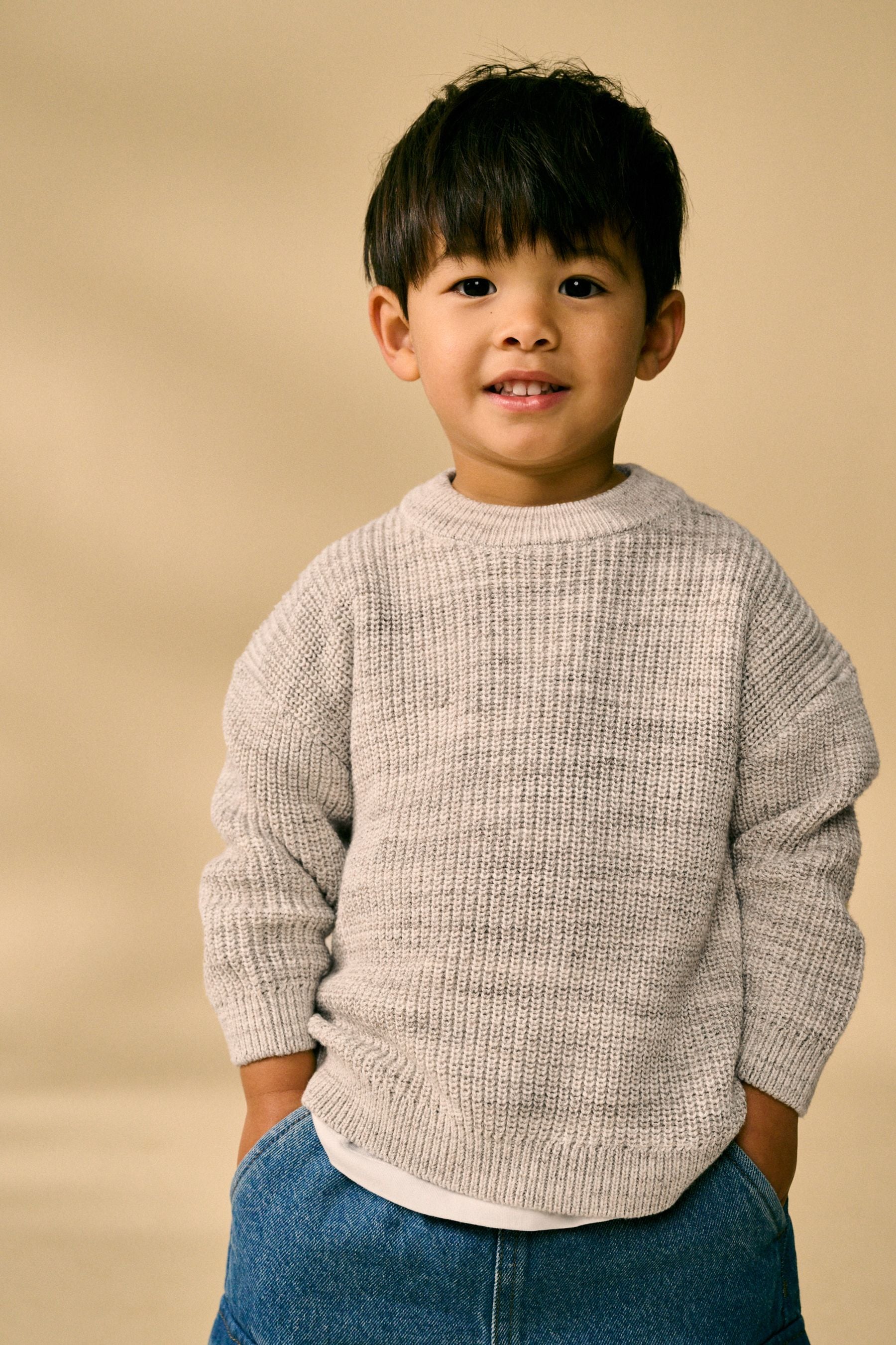 Neutral Crew Neck Knitted Jumper (3mths-7yrs)