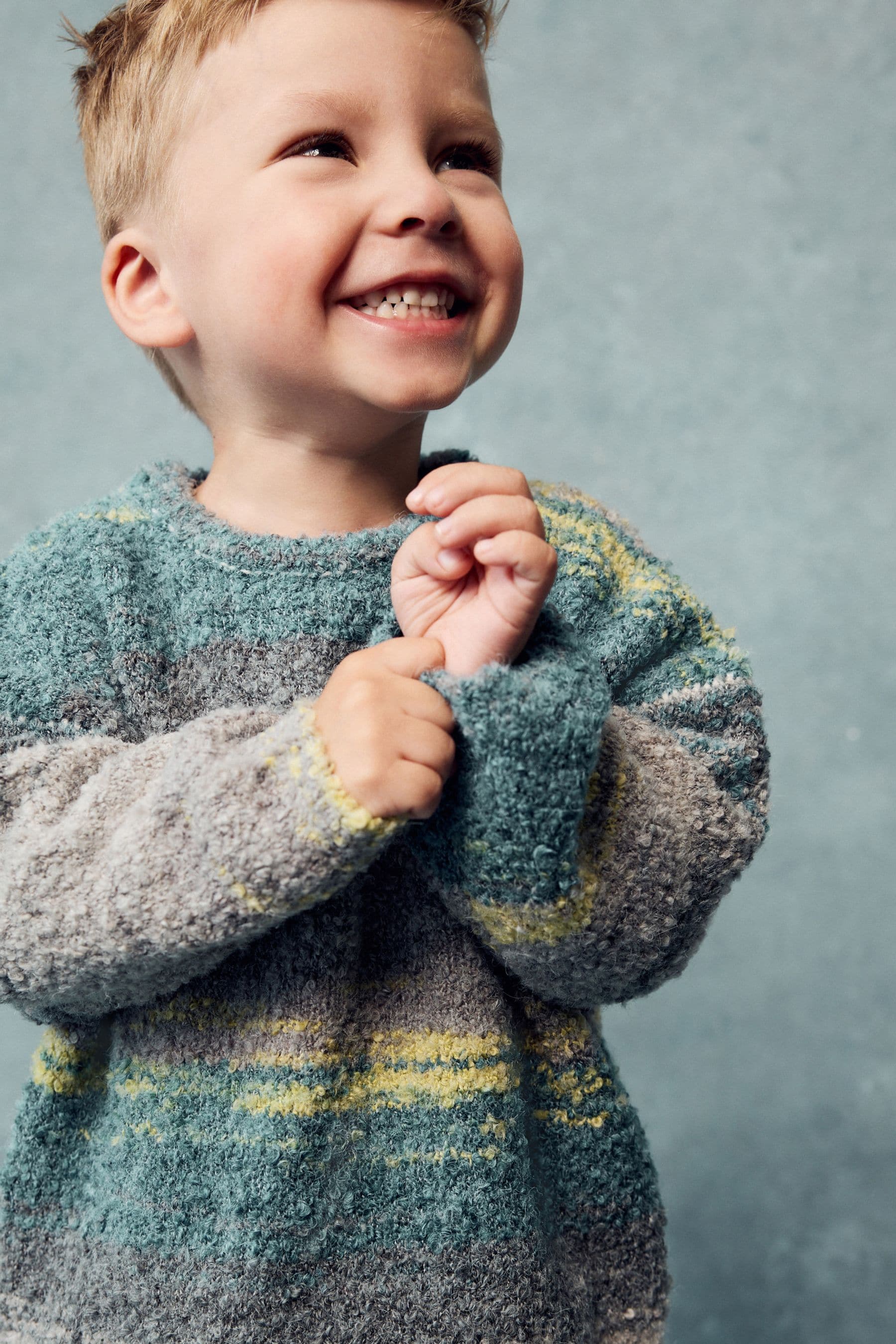 Blue/Green Long Sleeve Crew Neck Jumper (3mths-7yrs)