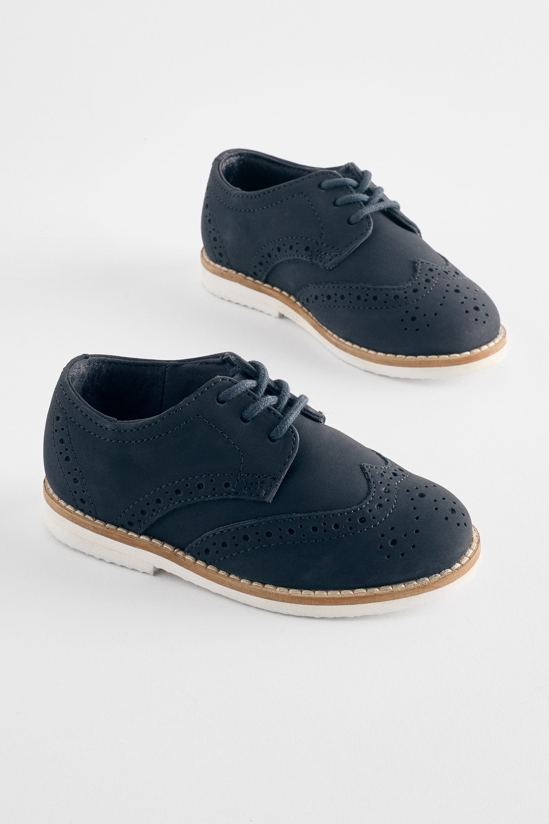 Navy Standard Fit (F) Smart Leather Brogues School Shoes