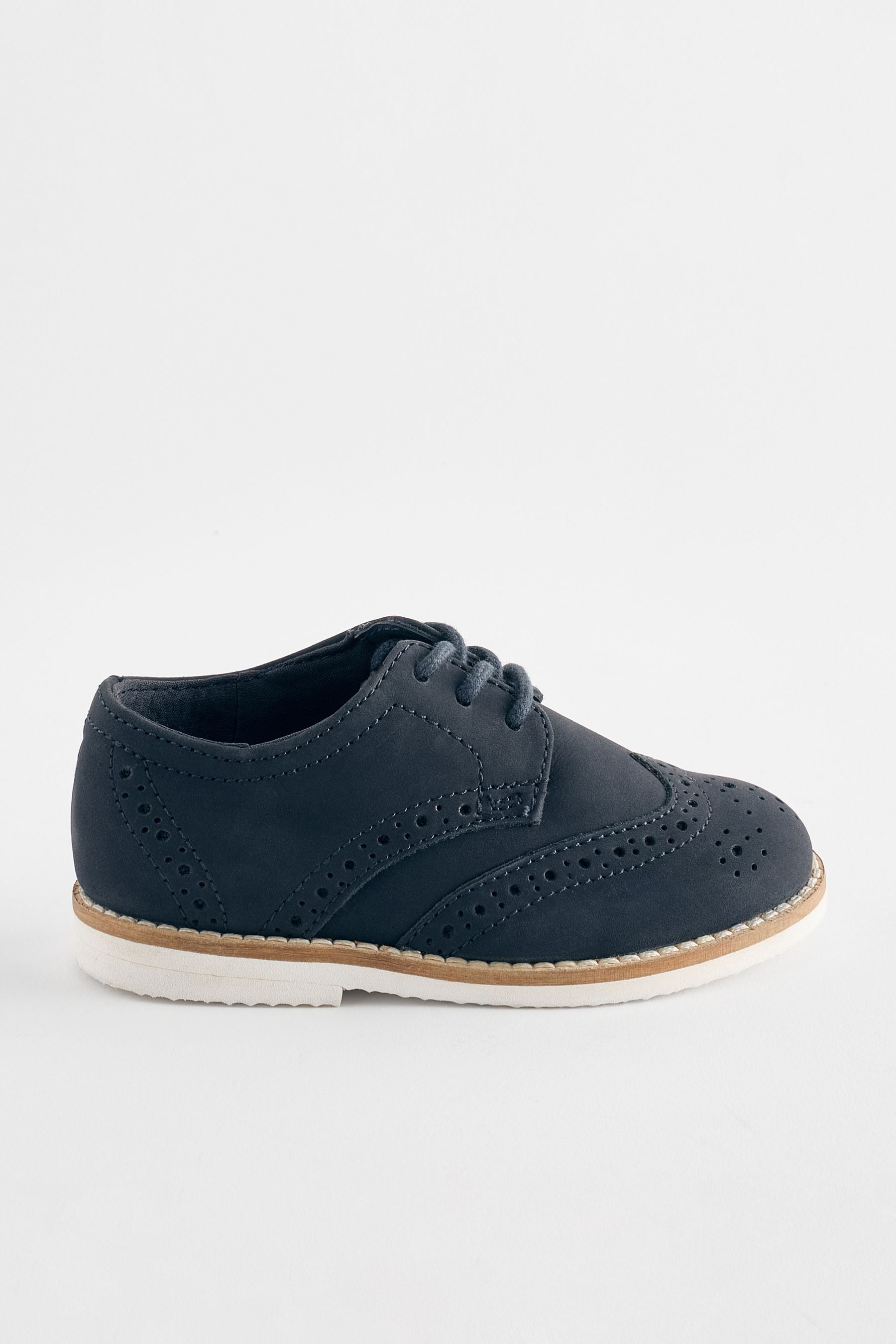 Navy Standard Fit (F) Smart Leather Brogue Shoes