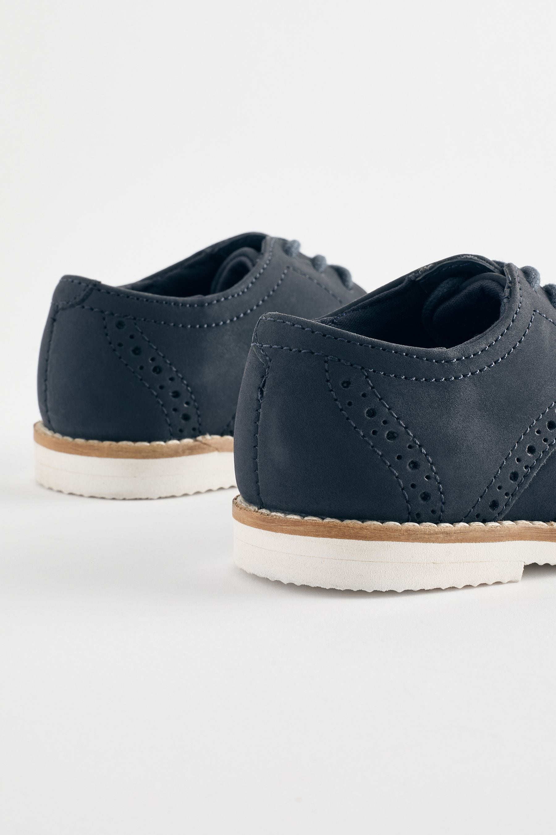 Navy Standard Fit (F) Smart Leather Brogue Shoes