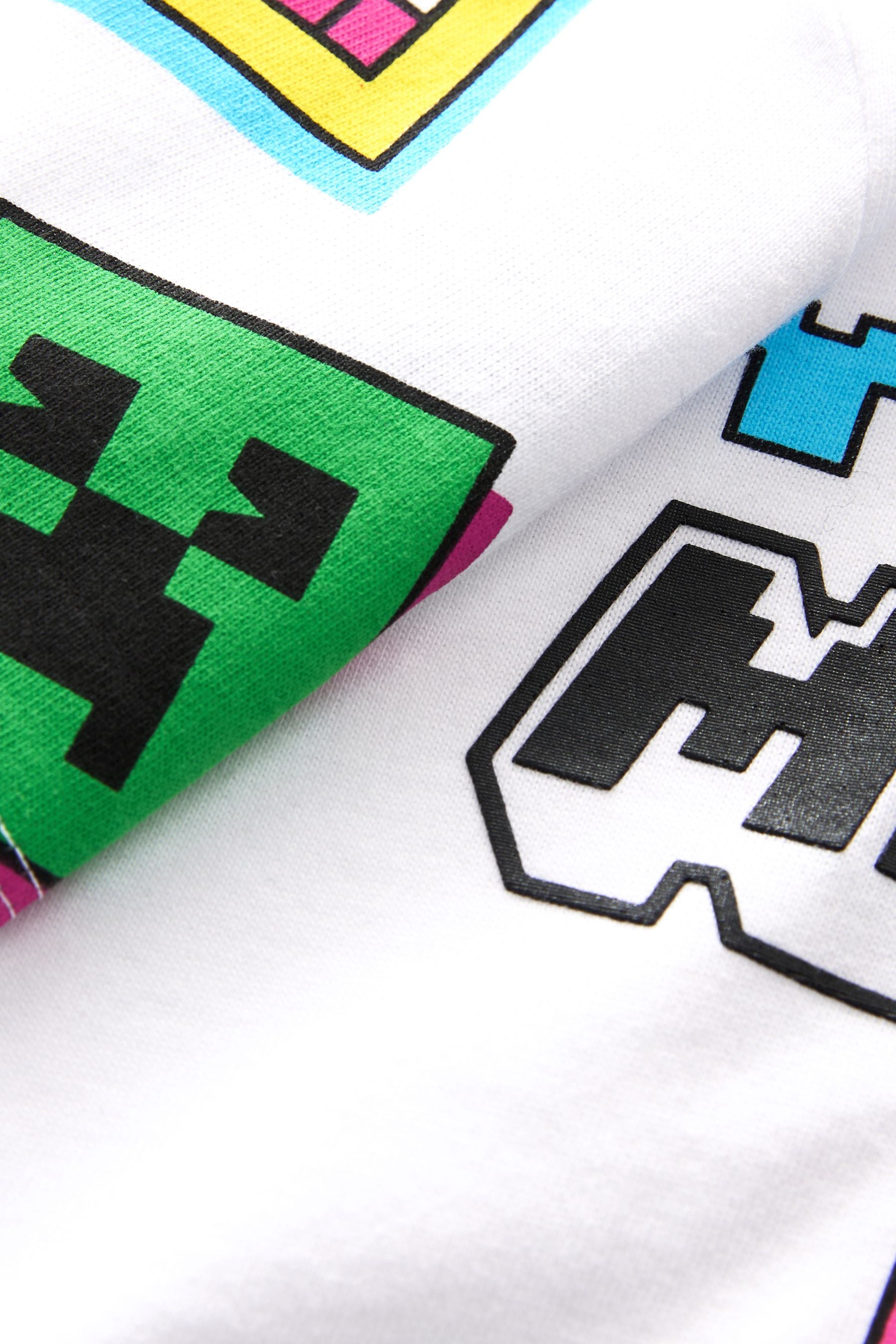 White All Over Print Licensed Minecraft Short Sleeve T-Shirt (3-16yrs)