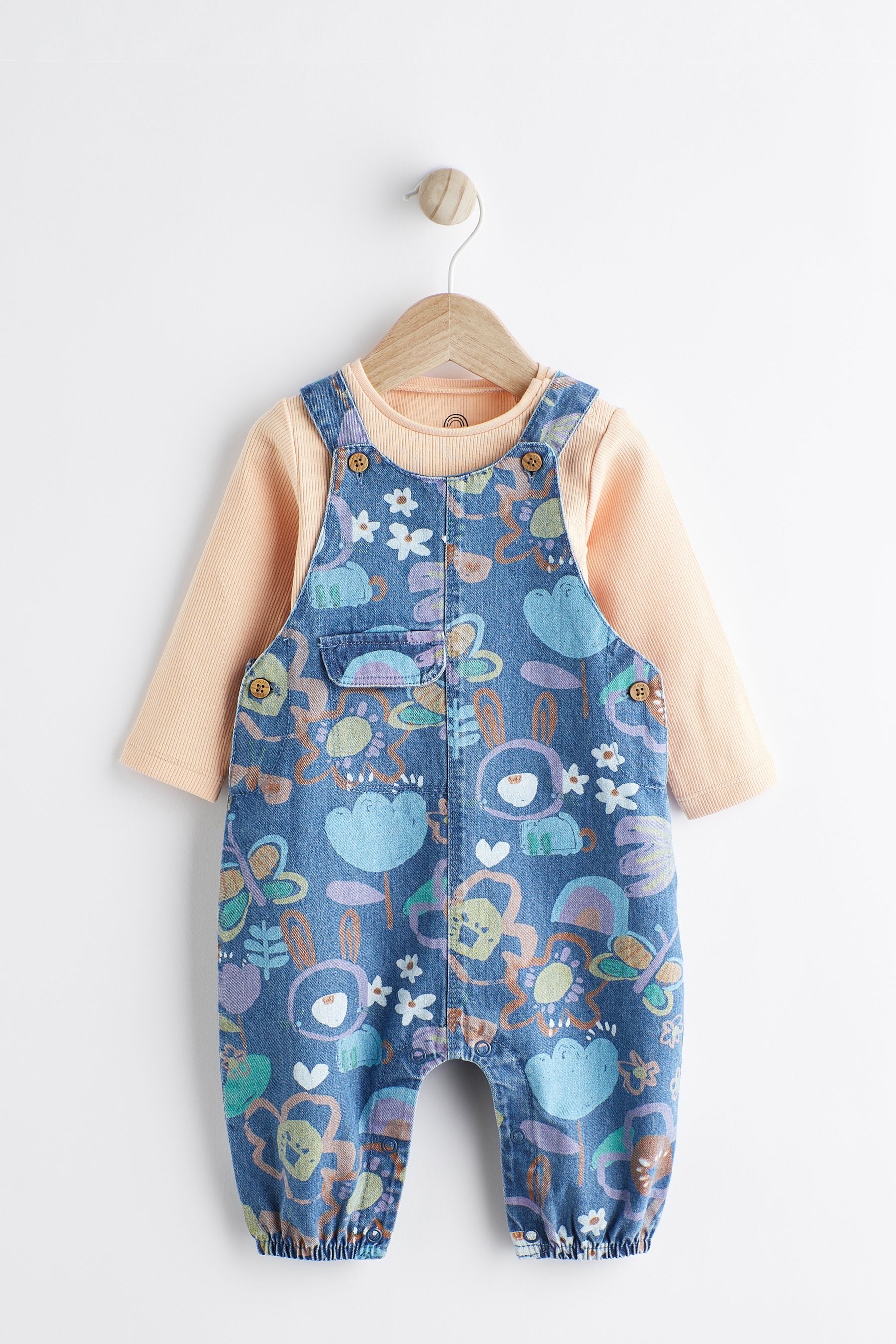 Denim Printed Baby Dungarees (0mths-2yrs)