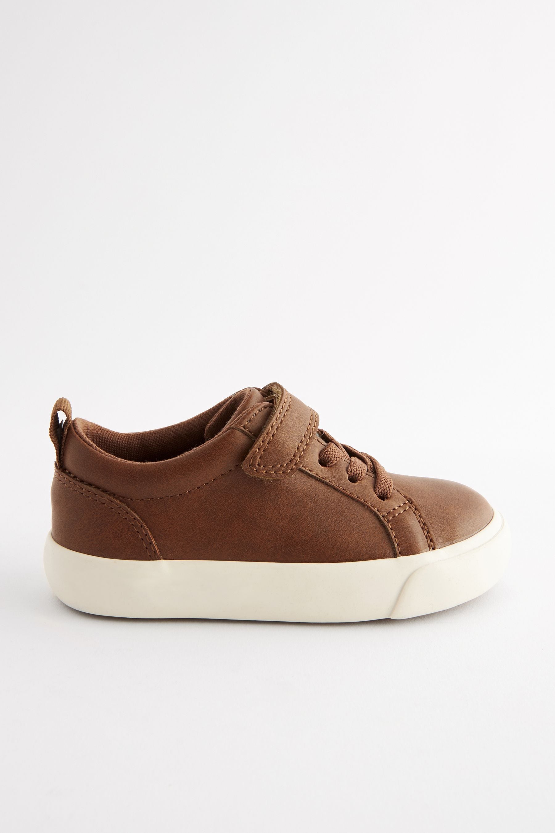 Tan Brown Wide Fit (G) Touch Fastening Elastic Lace Trainers