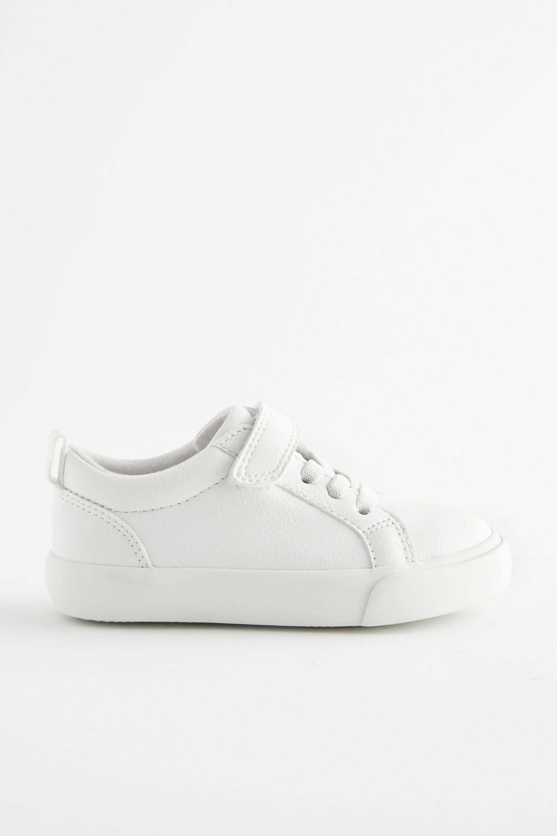 White Wide Fit (G) Touch Fastening Elastic Lace Trainers