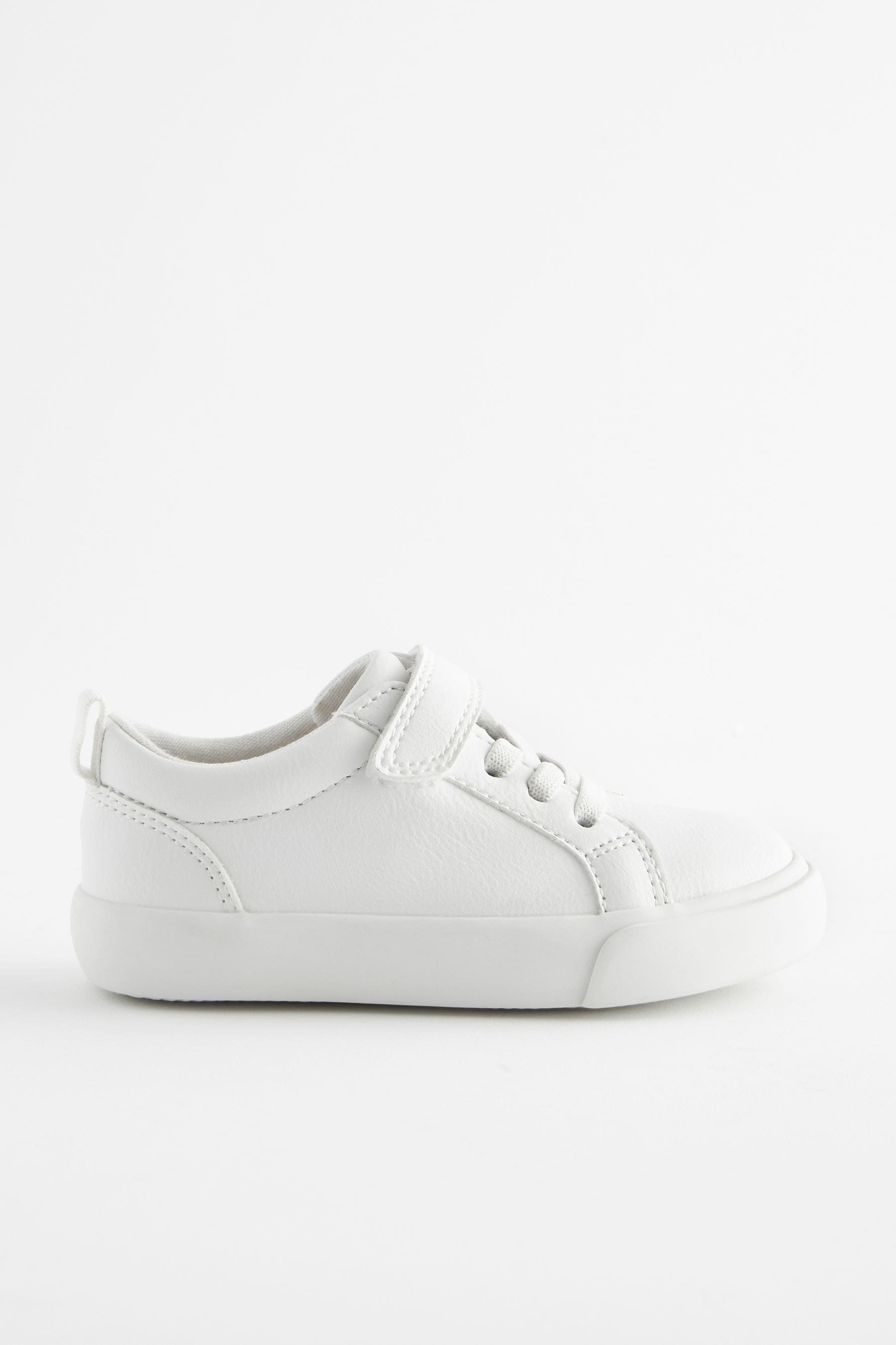 White Standard Fit (F) Touch Fastening Elastic Lace Trainers