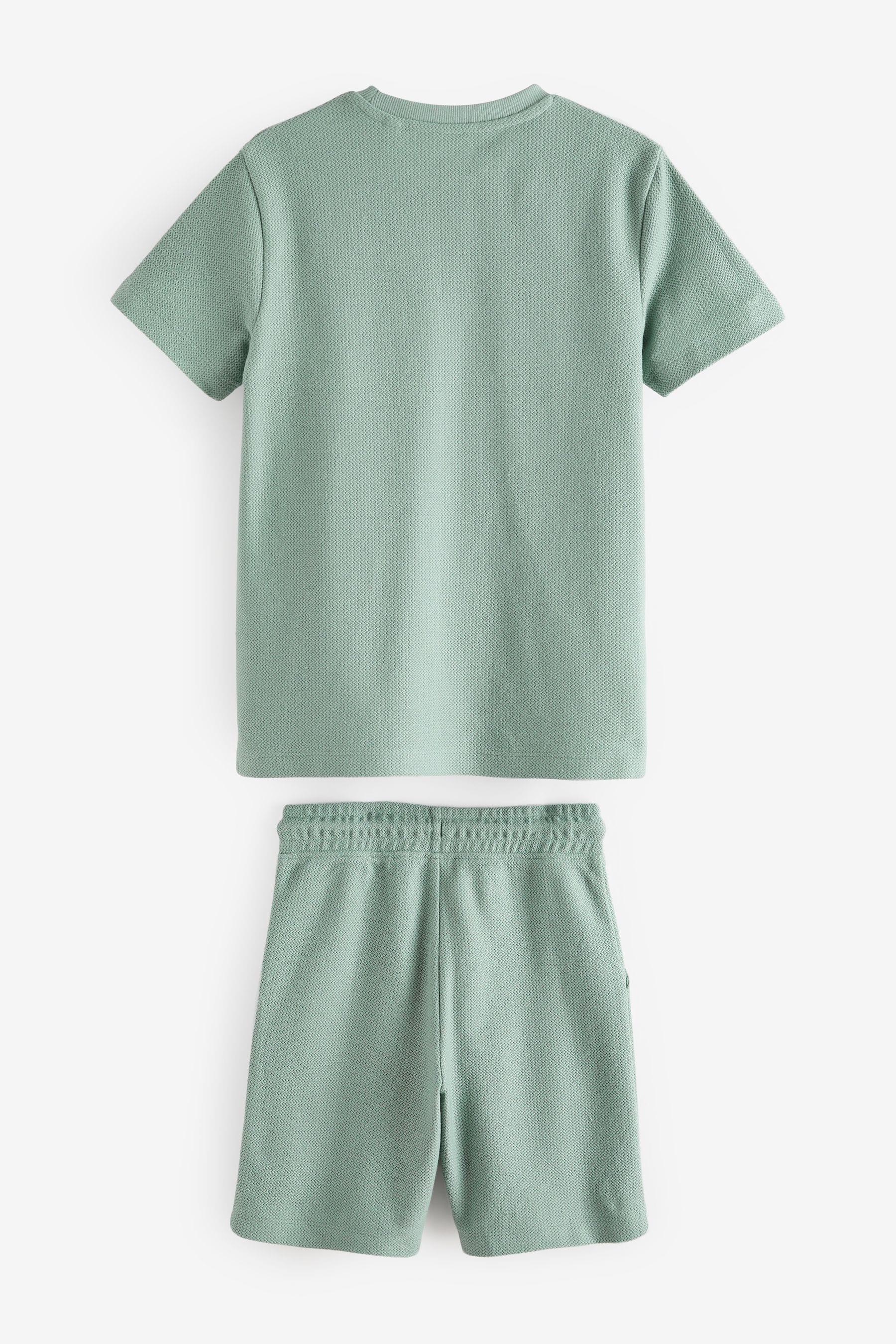 Green Texture 100% Cotton Shorts and T-Shirt Set (3-16yrs)