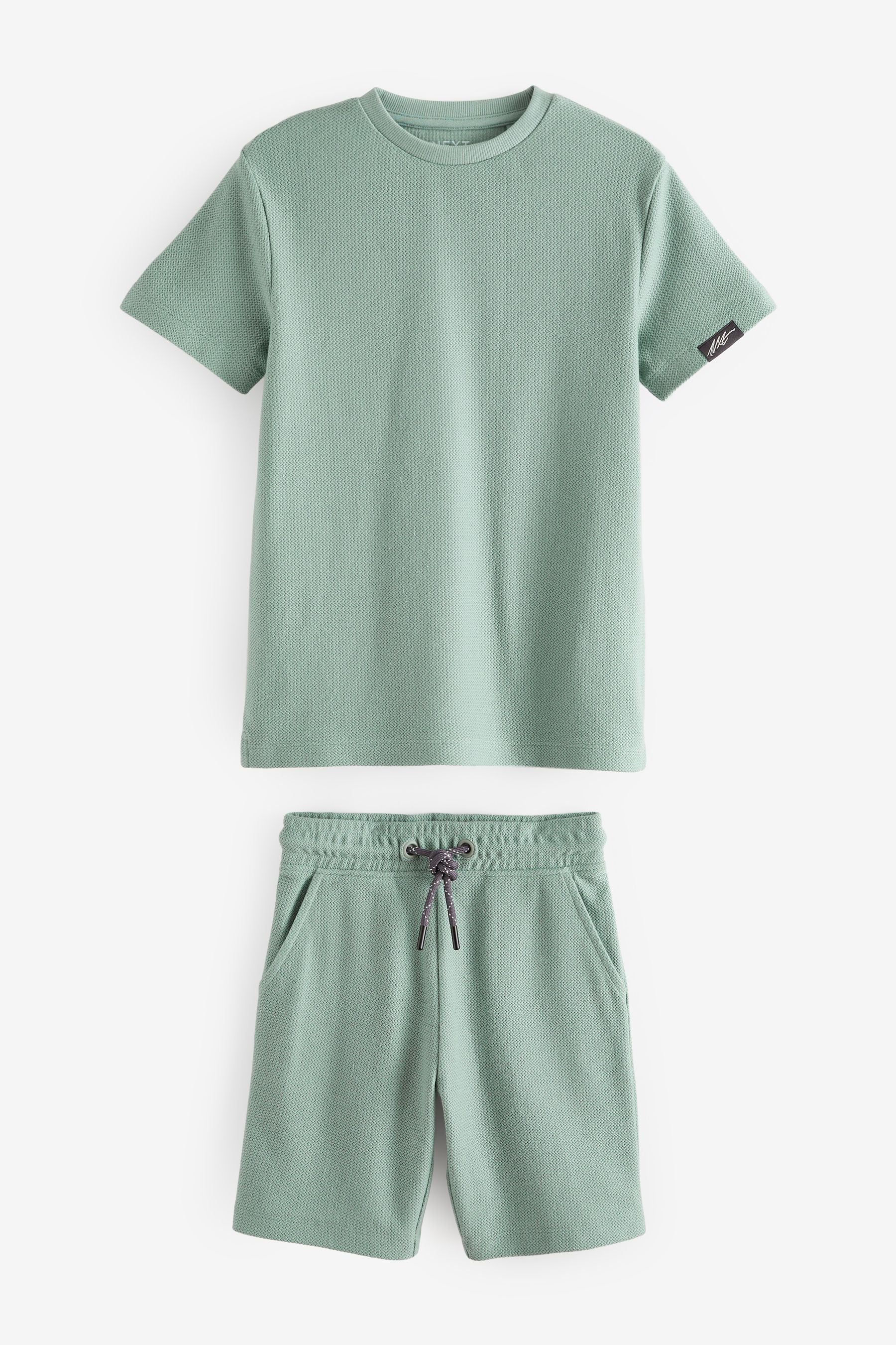 Green Texture 100% Cotton Shorts and T-Shirt Set (3-16yrs)