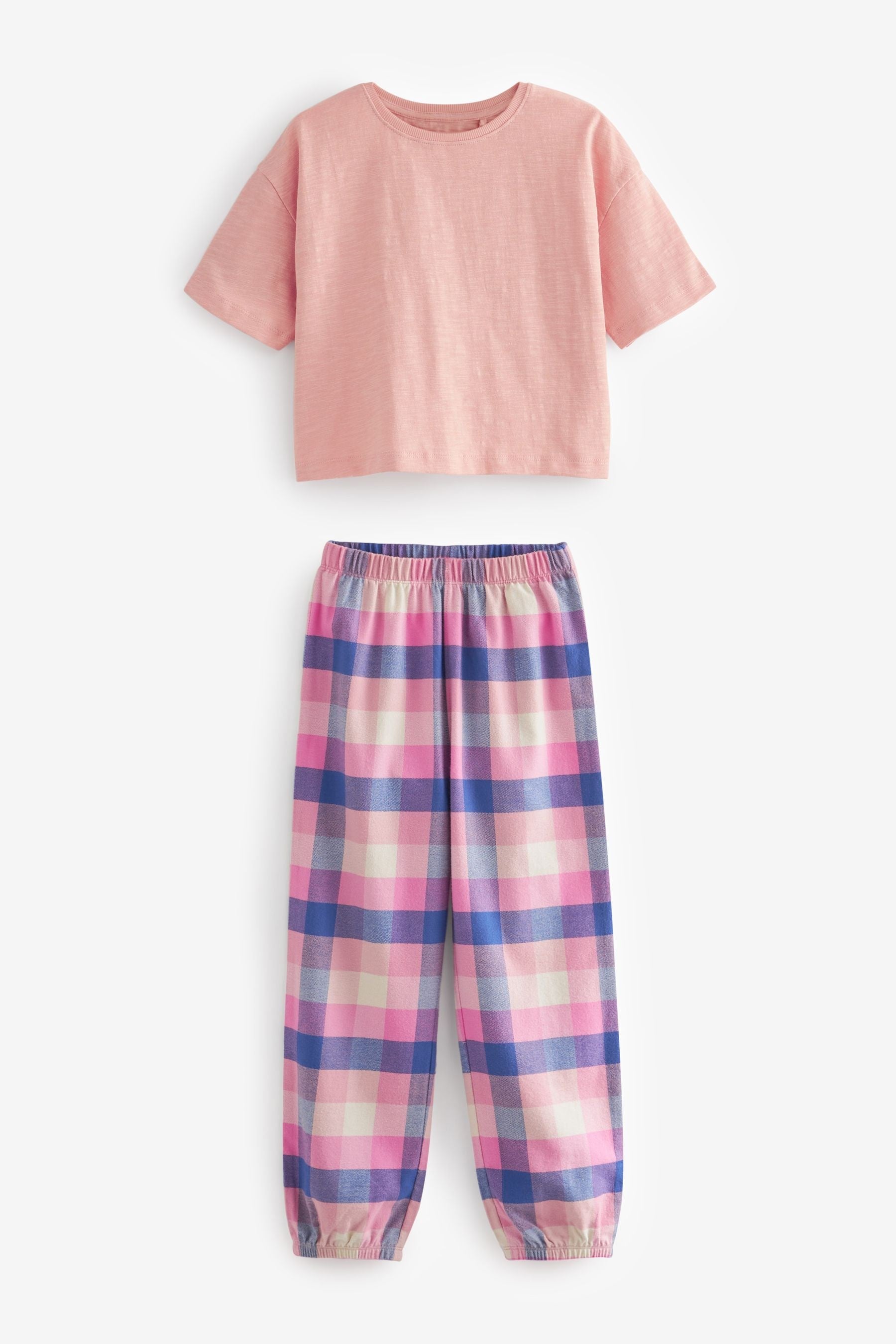 Pink/Blue Cotton Woven Check Pyjamas 2 Pack (3-16yrs)