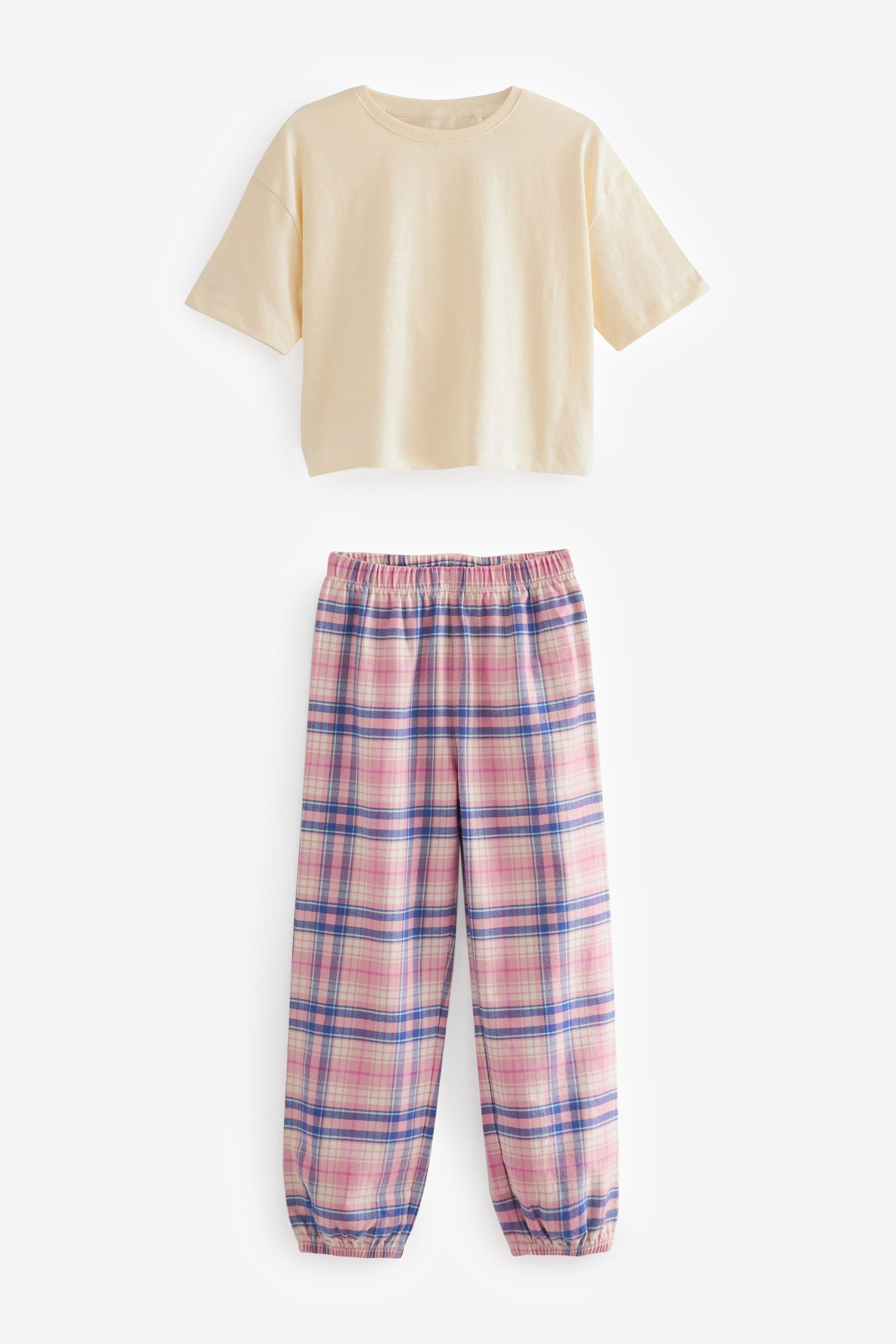 Pink/Blue Cotton Woven Check Pyjamas 2 Pack (3-16yrs)