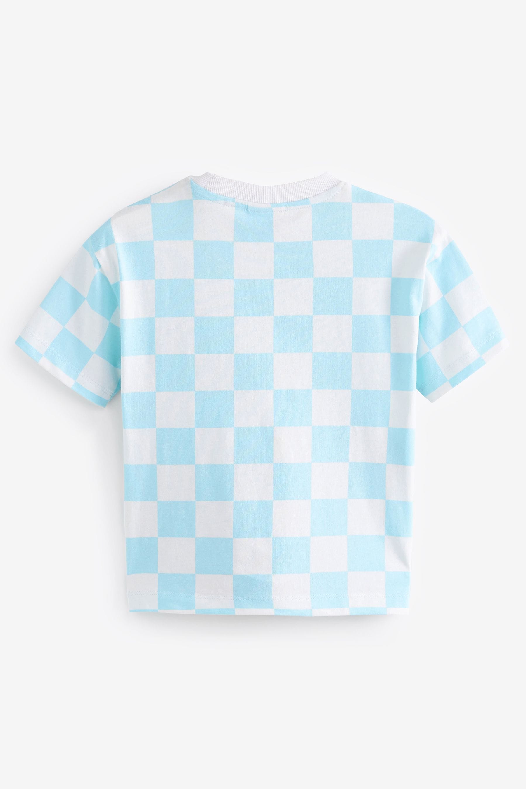 Blue/White Check Tom and Jerry Short Sleeve 100% Cotton T-Shirt (3mths-8yrs)