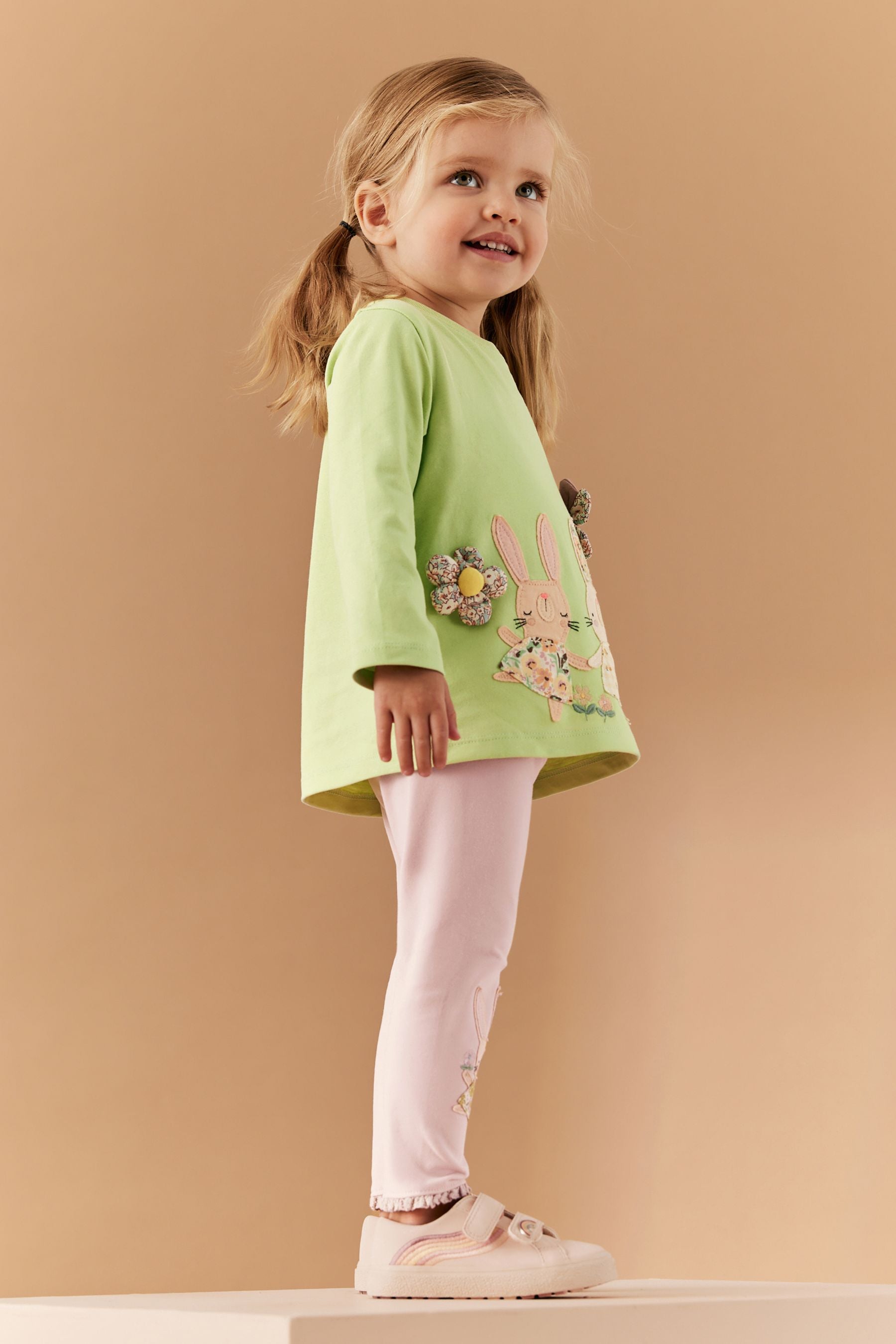 Green Pretty Bunny Long Sleeve T-Shirt and Legging Set (3mths-7yrs)