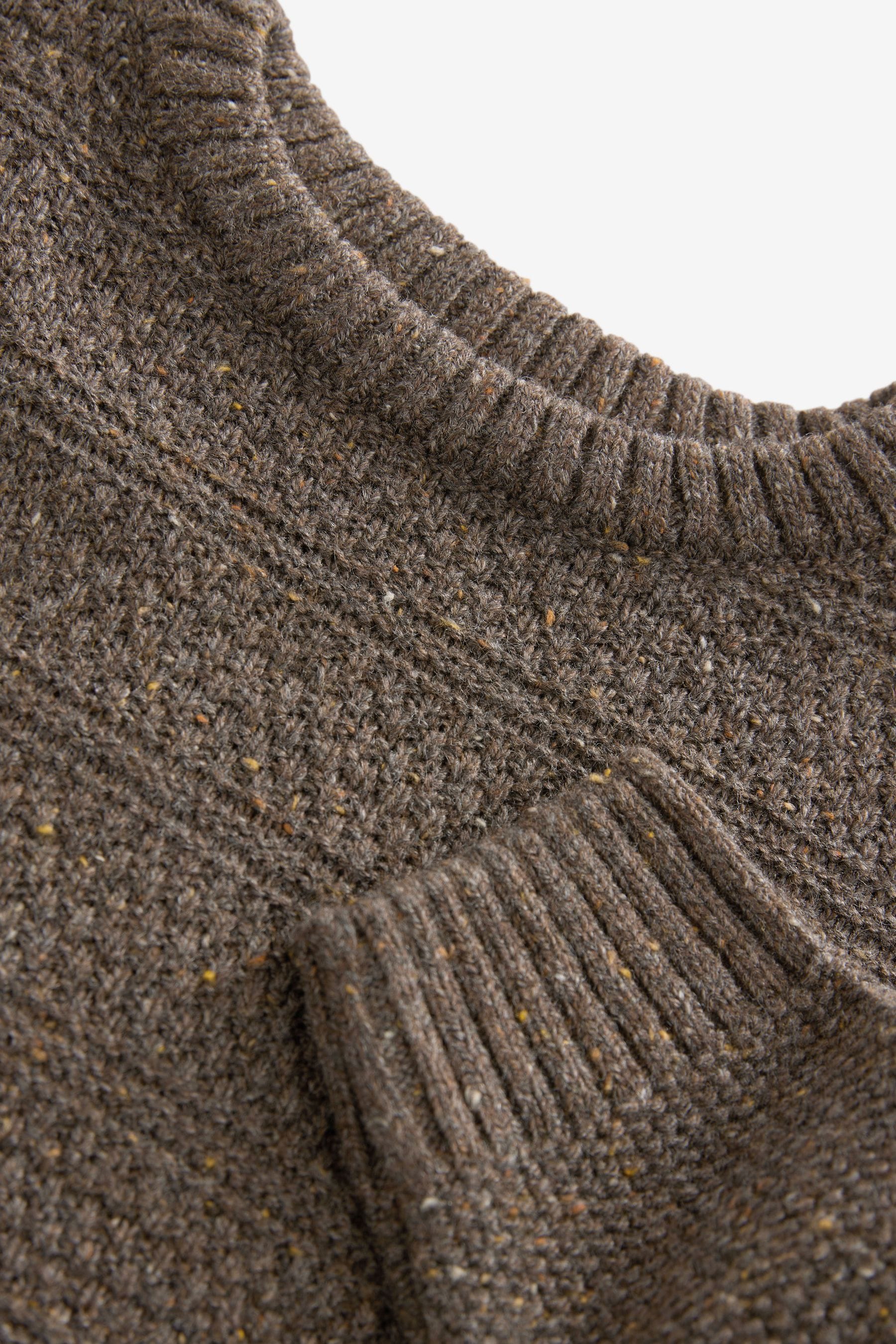 Brown Textured Crew Neck Jumper (3-16yrs)