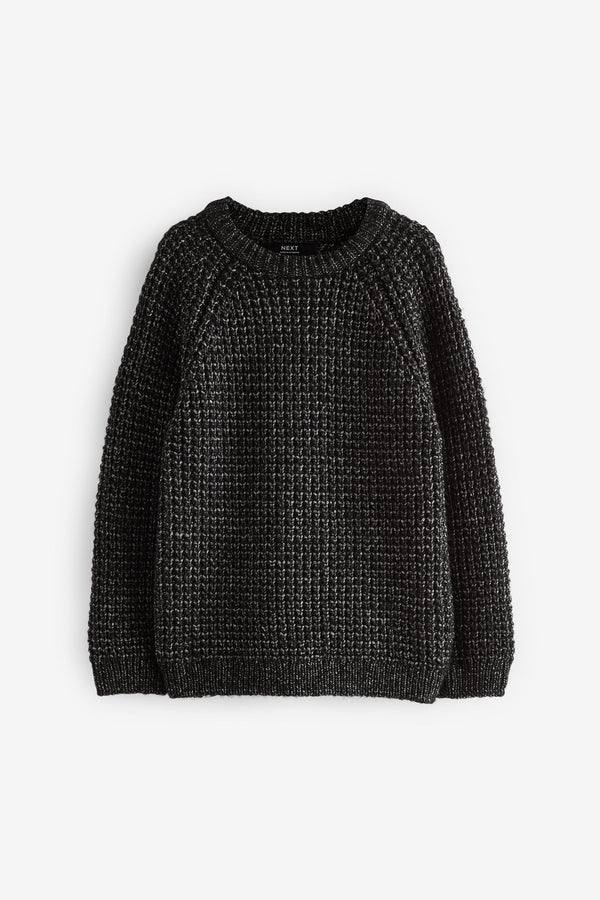 Black Crew Neck Knitted Jumper (3-16yrs)