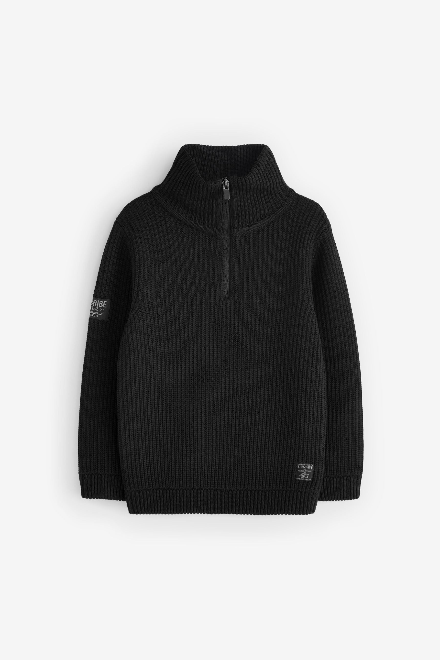 Black Utility Knitted Zip Neck Jumper (3-16yrs)