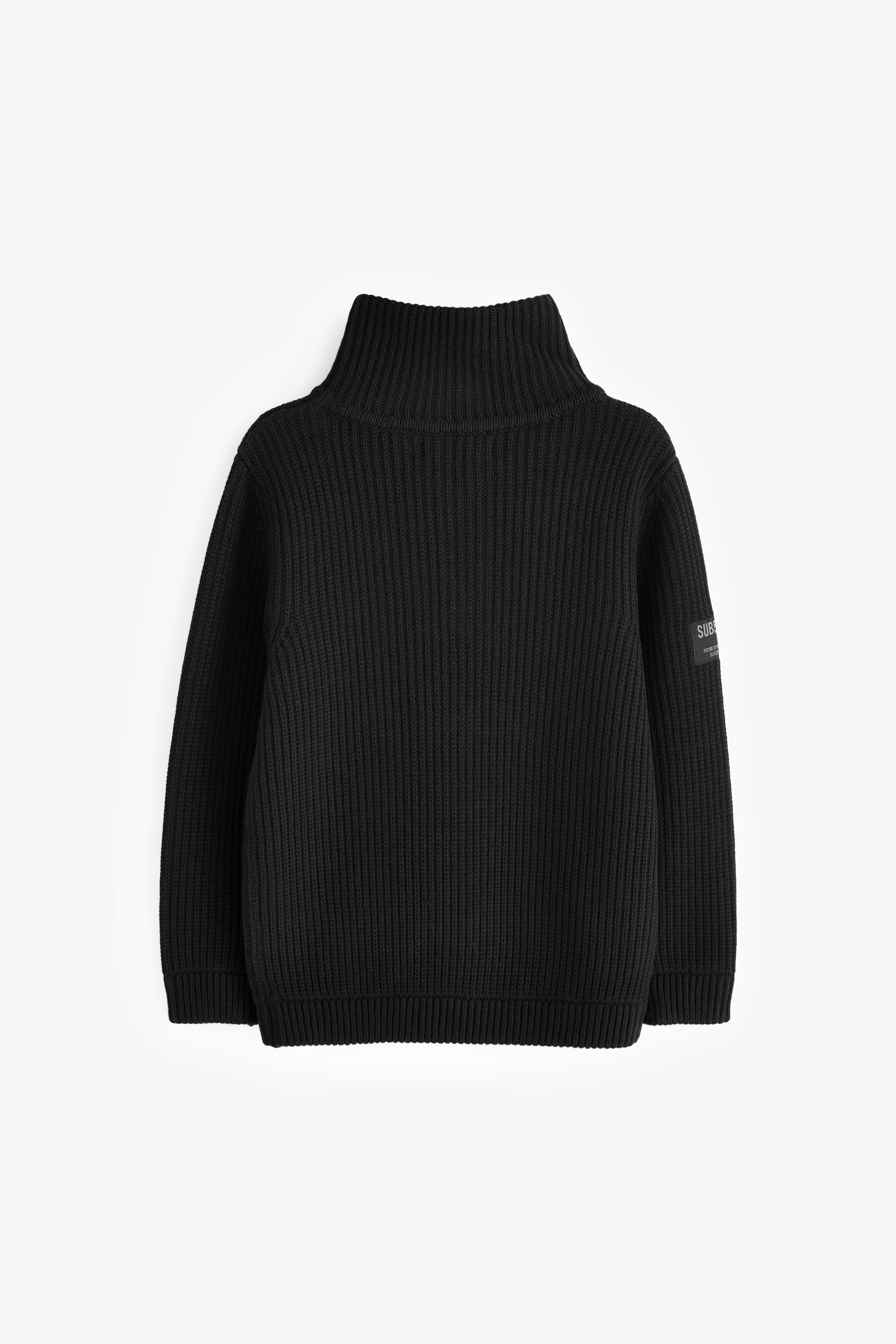 Black Utility Knitted Zip Neck Jumper (3-16yrs)