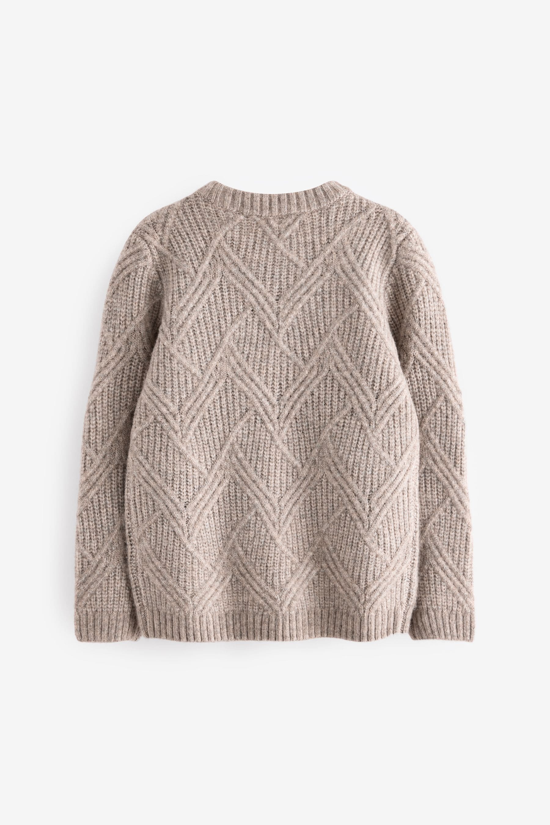 Neutral Textured Knitted Crew Neck Jumper (3-16yrs)