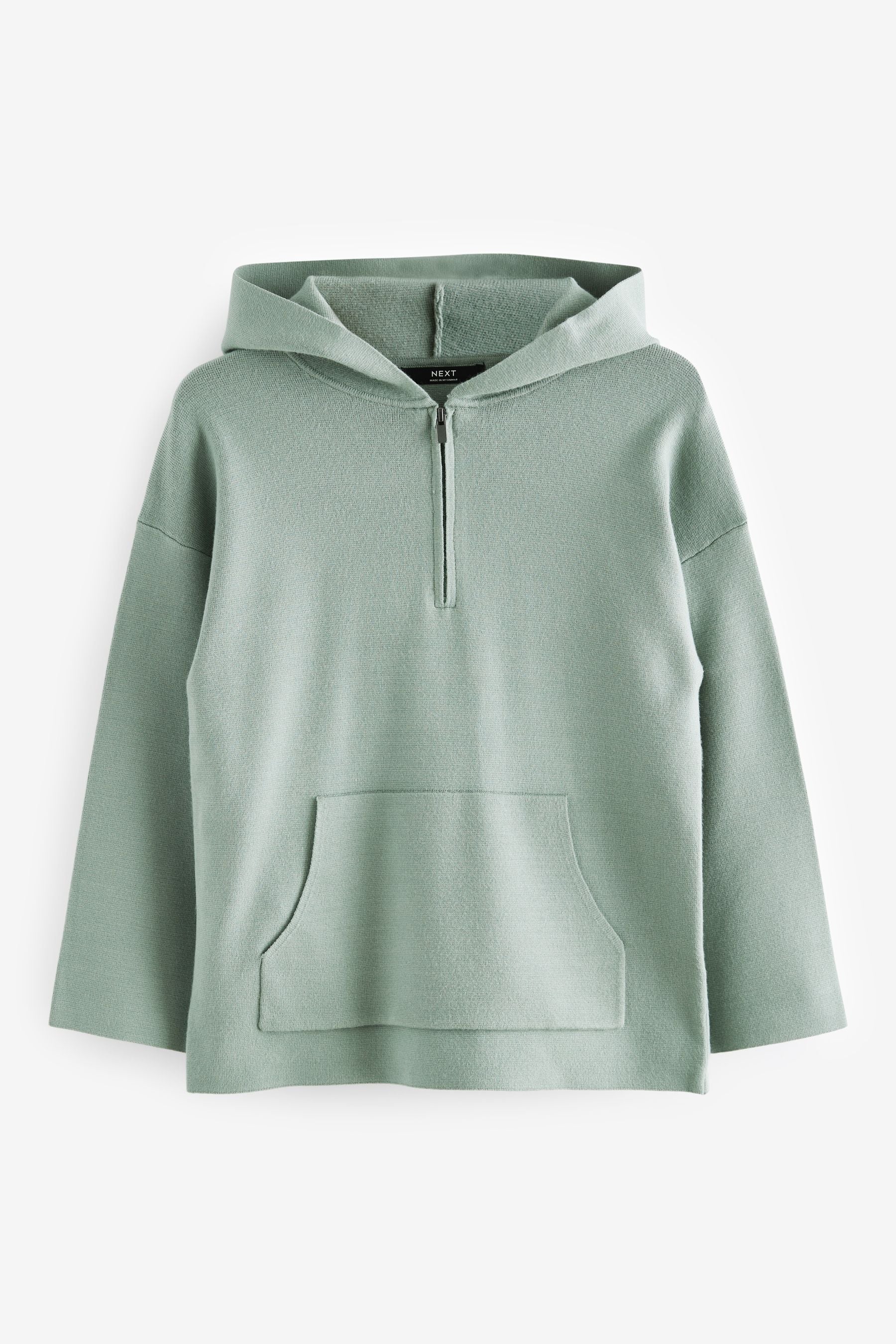 Mineral Blue Zip Neck Knitted Hoodie (3-16yrs)