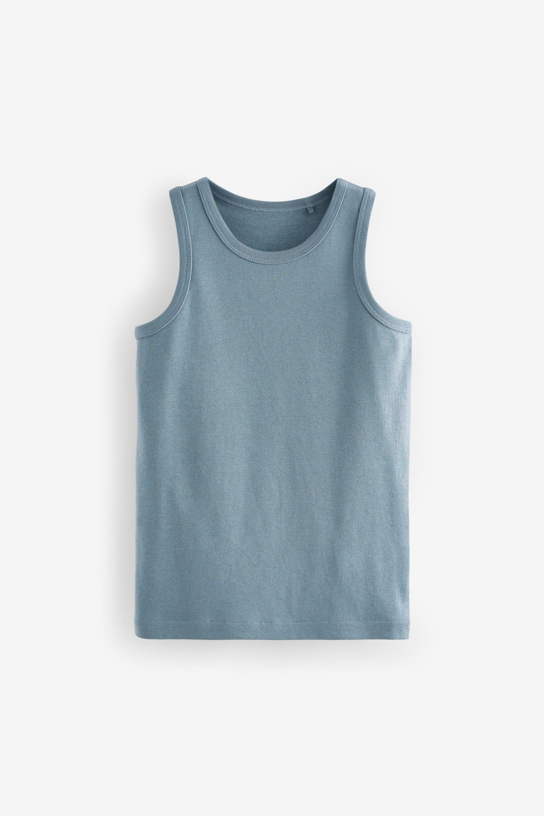 Tonal Blue 100% Cotton Vests 10 Pack (1.5-16yrs)