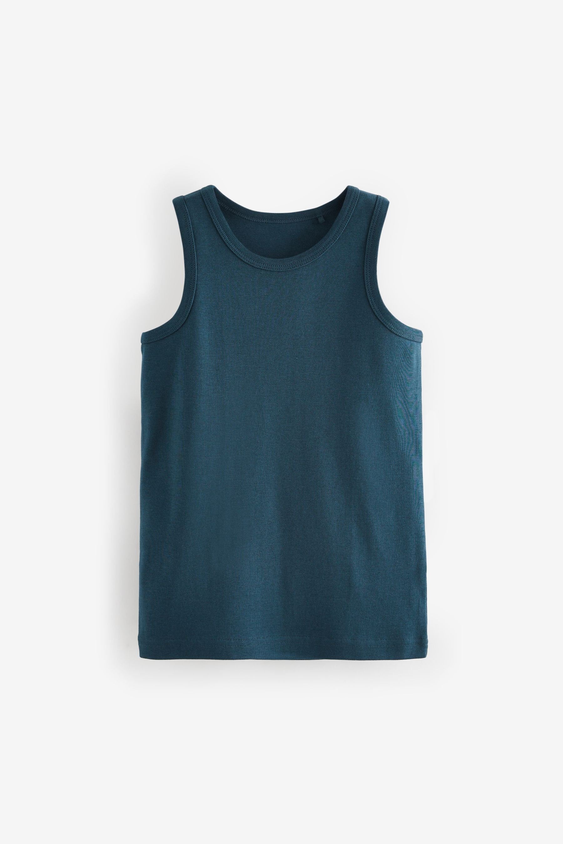 Tonal Blue 100% Cotton Vests 10 Pack (1.5-16yrs)