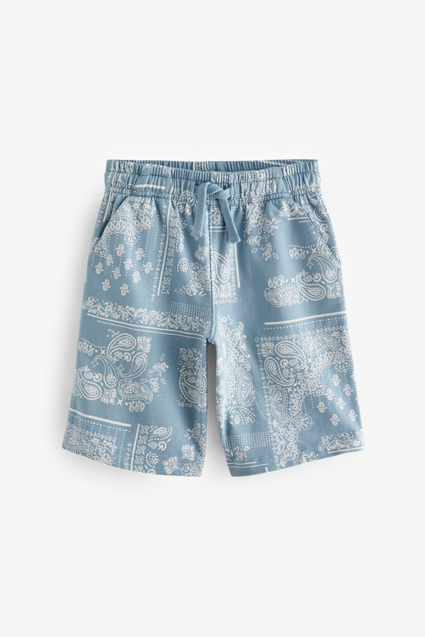 Blue 100% Cotton Bandana Print Jersey Shorts (3-16yrs)