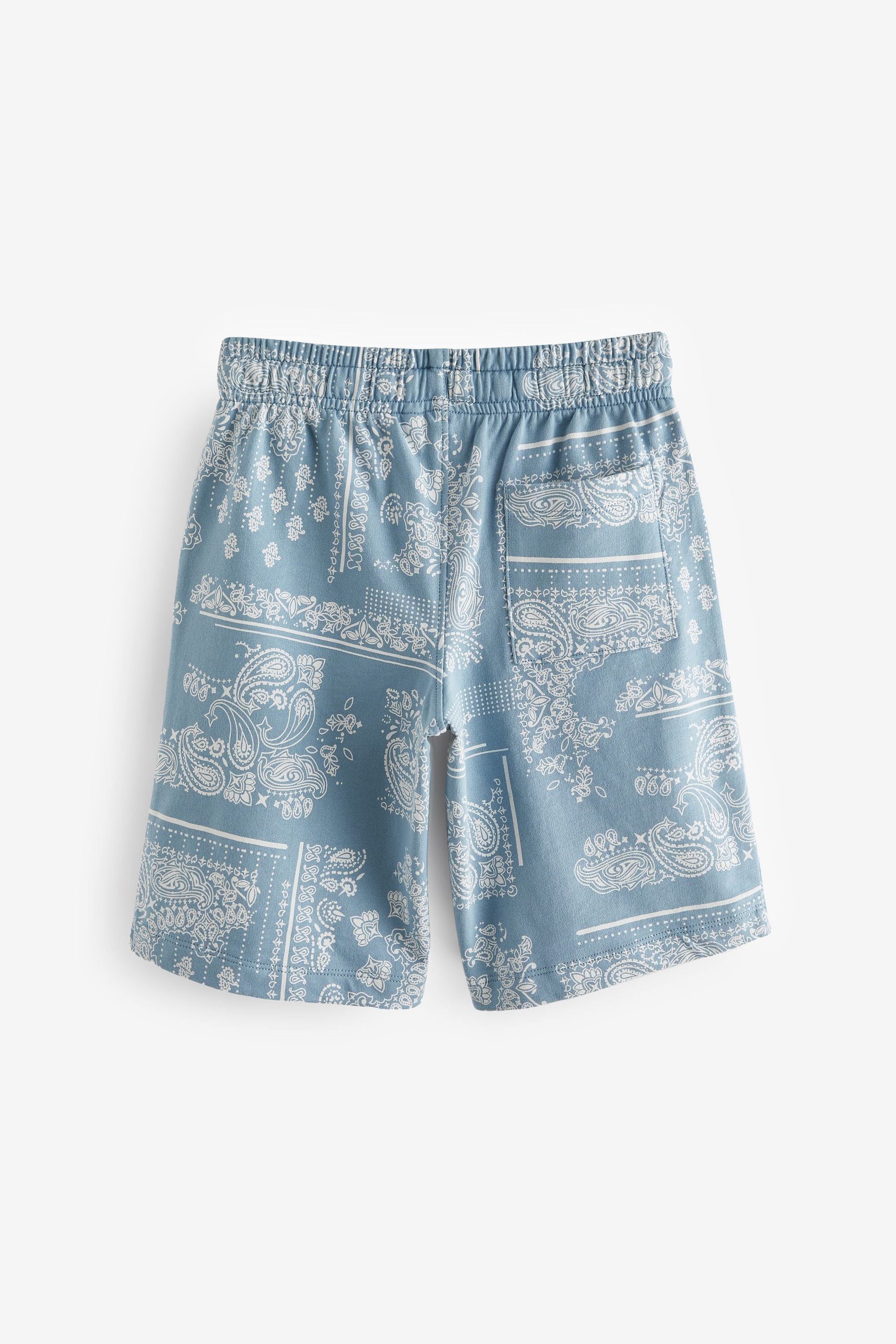 Blue 100% Cotton Bandana Print Jersey Shorts (3-16yrs)