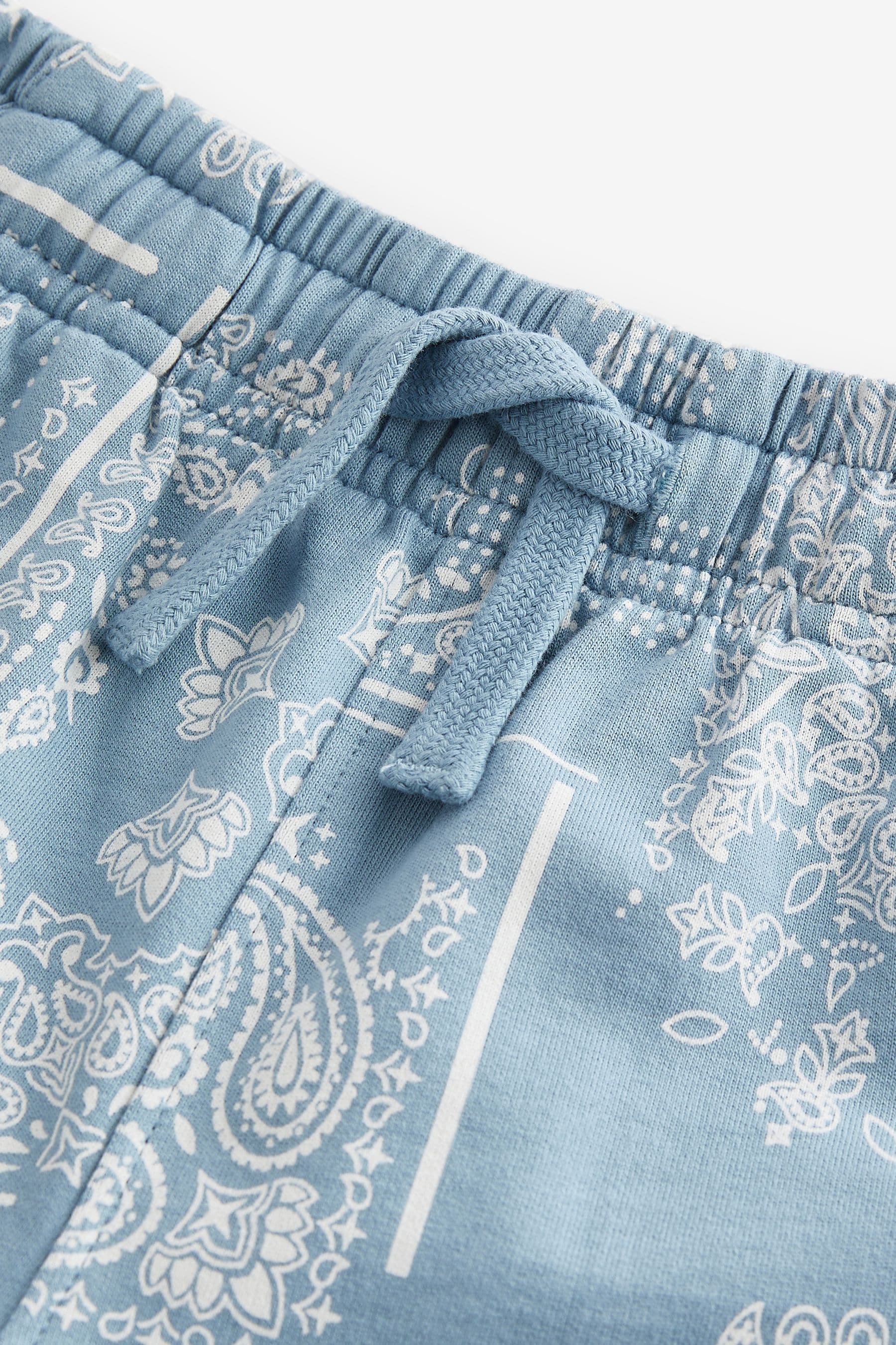 Blue 100% Cotton Bandana Print Jersey Shorts (3-16yrs)