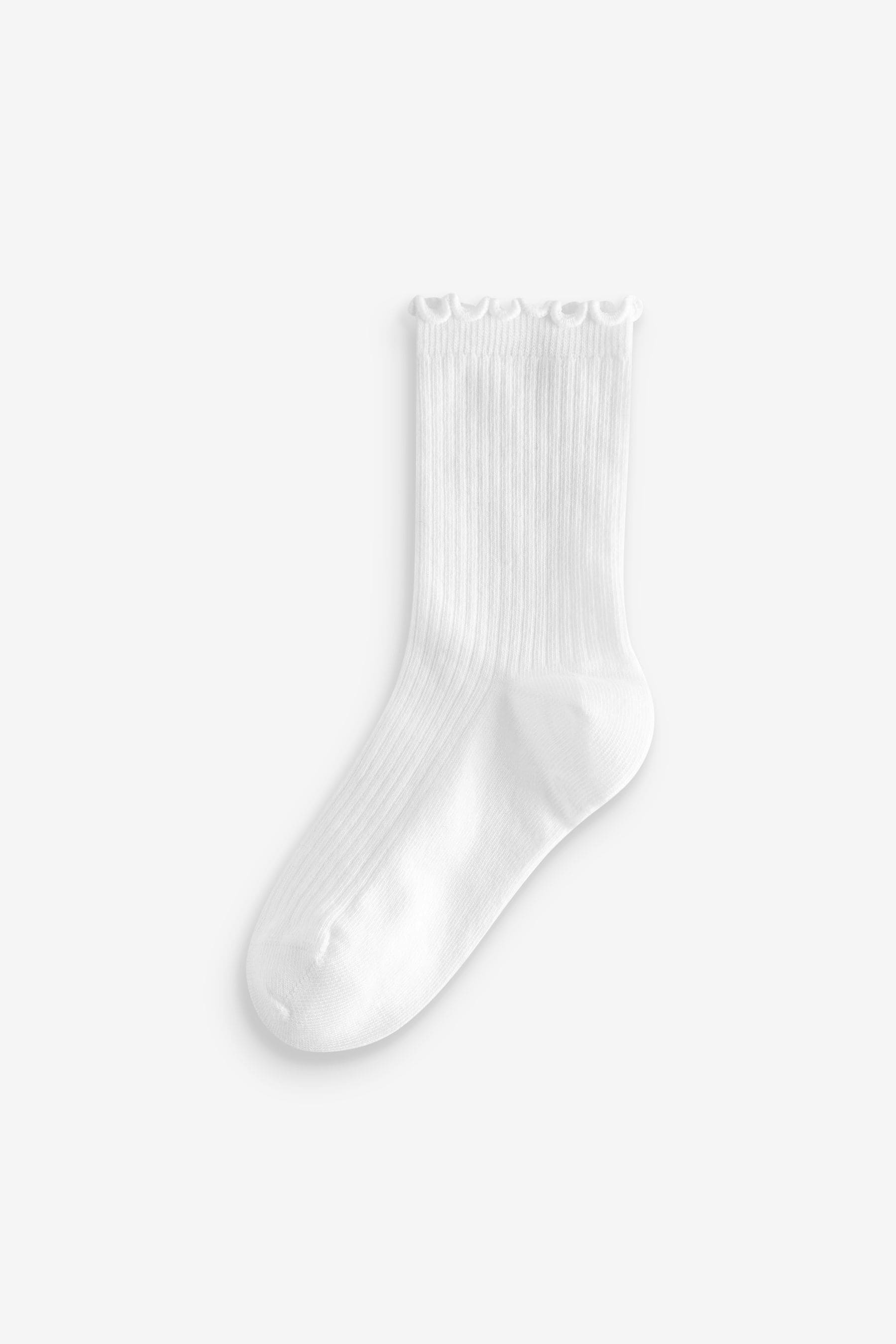 White Regular Length Cotton Rich Ruffle Ankle Socks 5 Pack