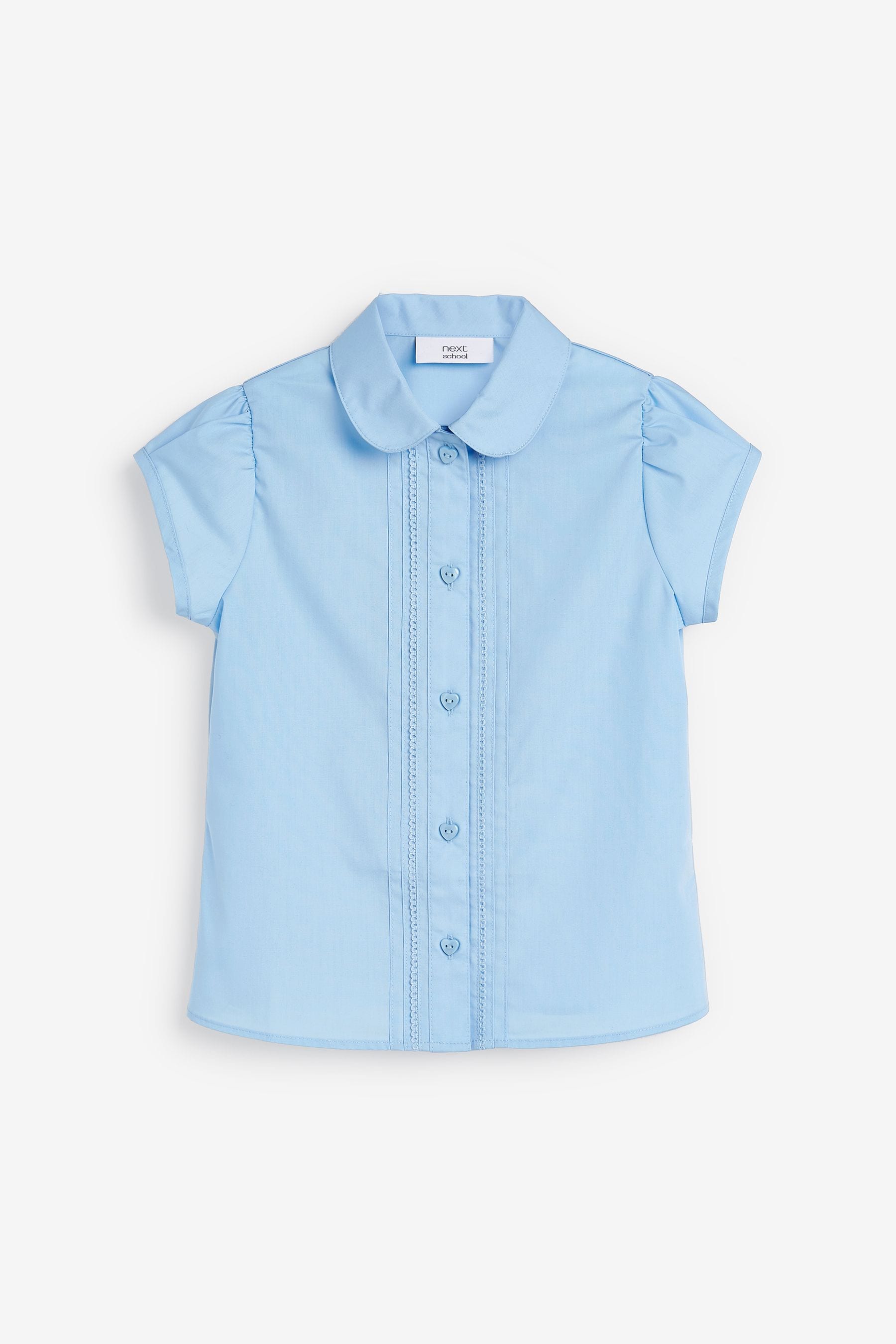 Blue Regular Fit Puff Sleeve Lace Trim School Blouse (3-14yrs)