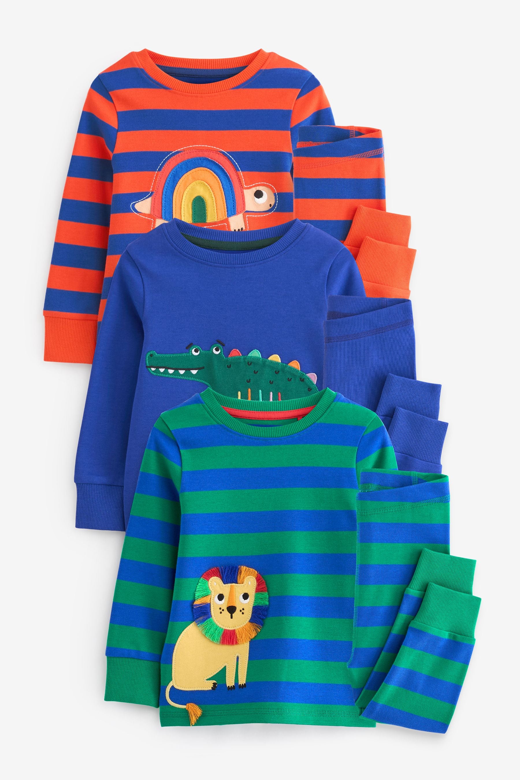 Multi Bright Animal Snuggle Pyjamas 3 Pack (9mths-8yrs)