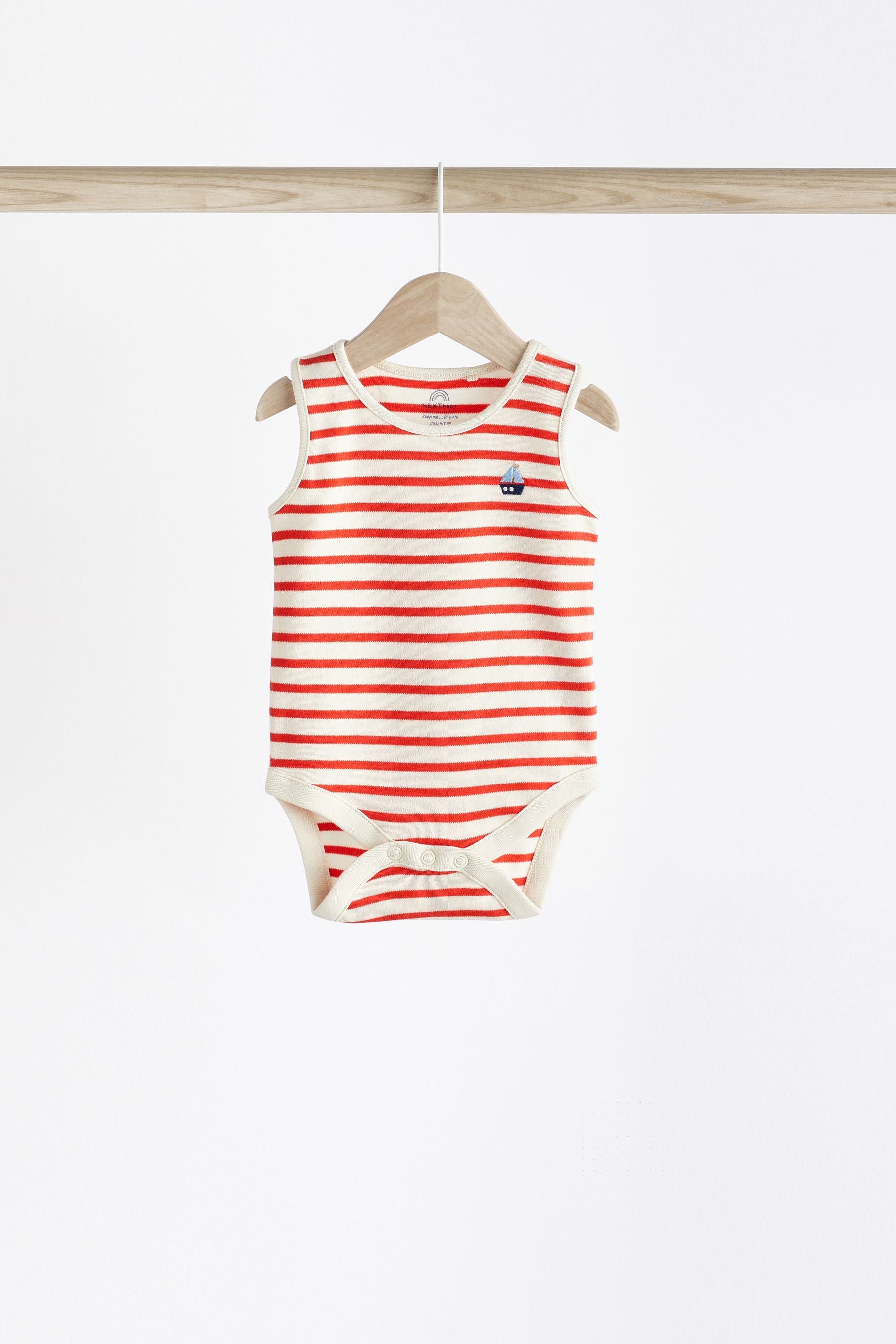 Red/Navy Nautical Baby Bodysuits 5 Pack